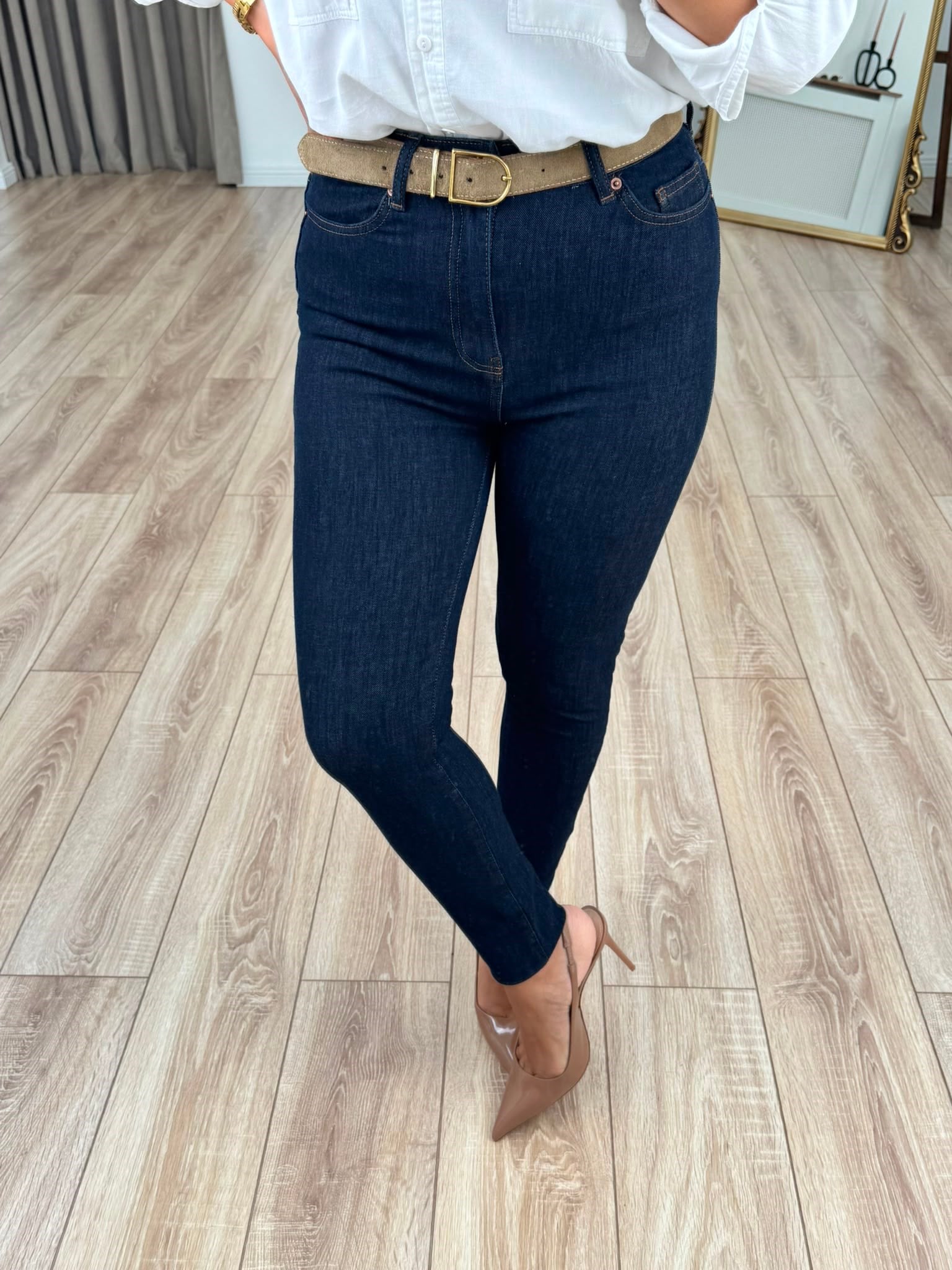 Lacivert Yüksek Bel Likralı Toparlayıcı Skinny Jean 817