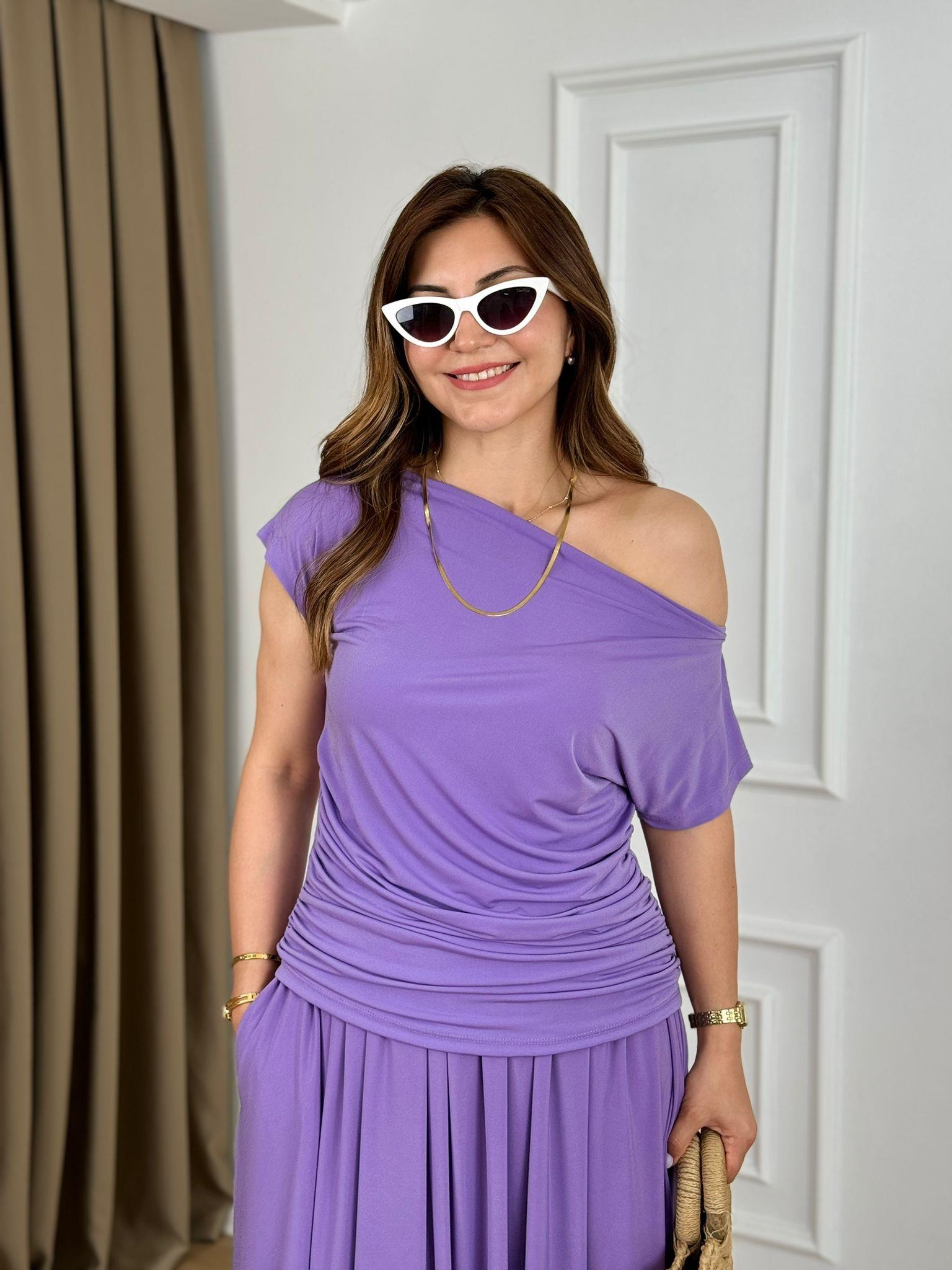 Lila Sandy Kumaş Bluz Etek Takım 279118