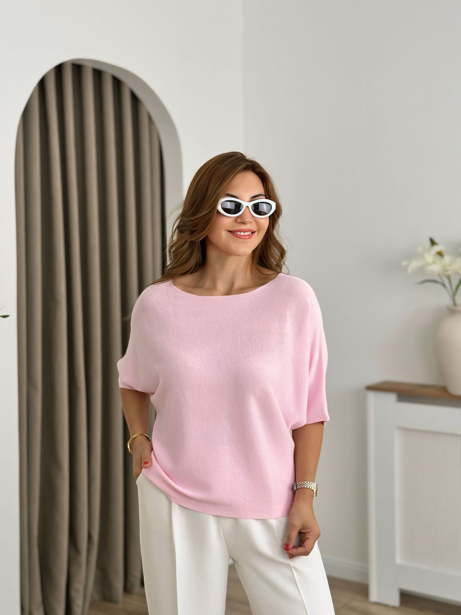 Pembe Yarasa Kol Triko 26416
