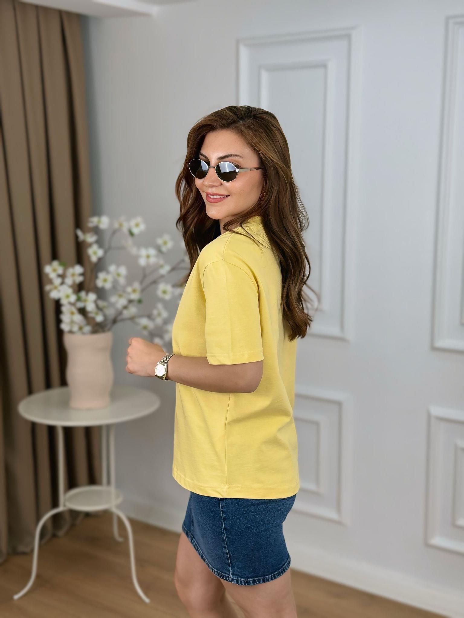 Sarı Ribanalı Bisiklet Yaka Tshirt Dilvin 30312