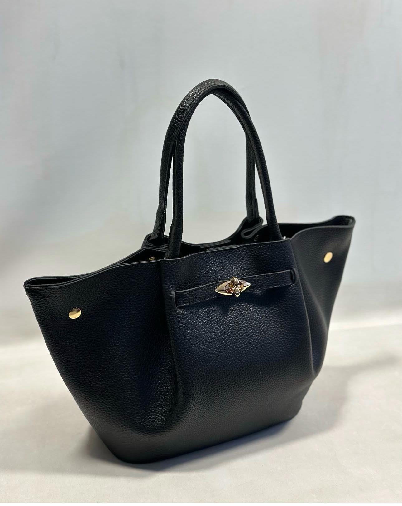 Siyah Marka Model Leopar Astarlı Gold Tokalı Çanta 1225