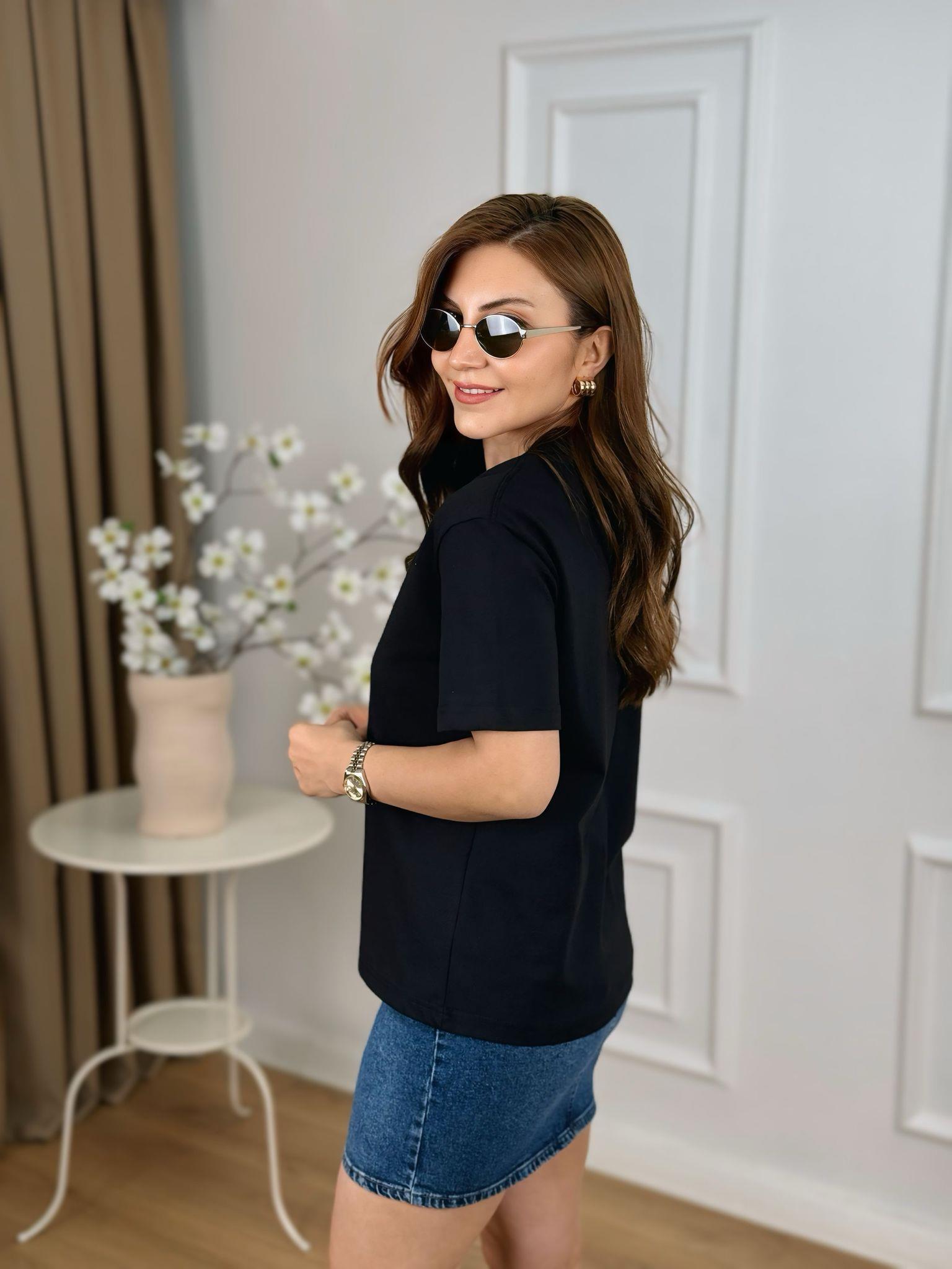 Siyah Ribanalı Bisiklet Yaka Tshirt Dilvin 30312