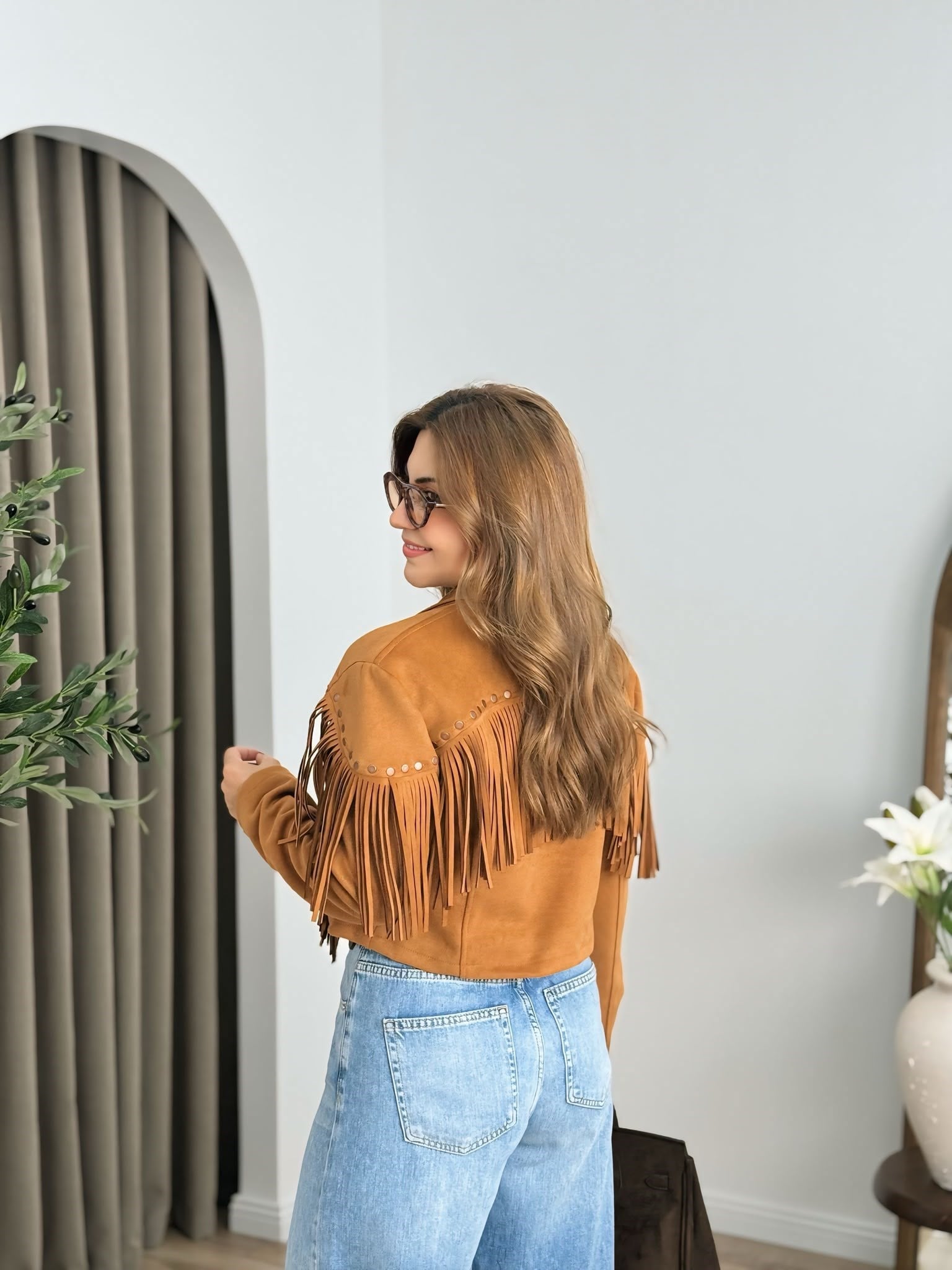 Taba Premium Kalite Astarlı Püsküllü Ceket 6381