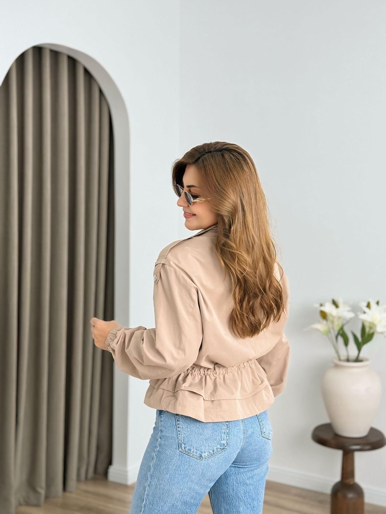 Taş Beli Büzgülü Trenchcoat 6346