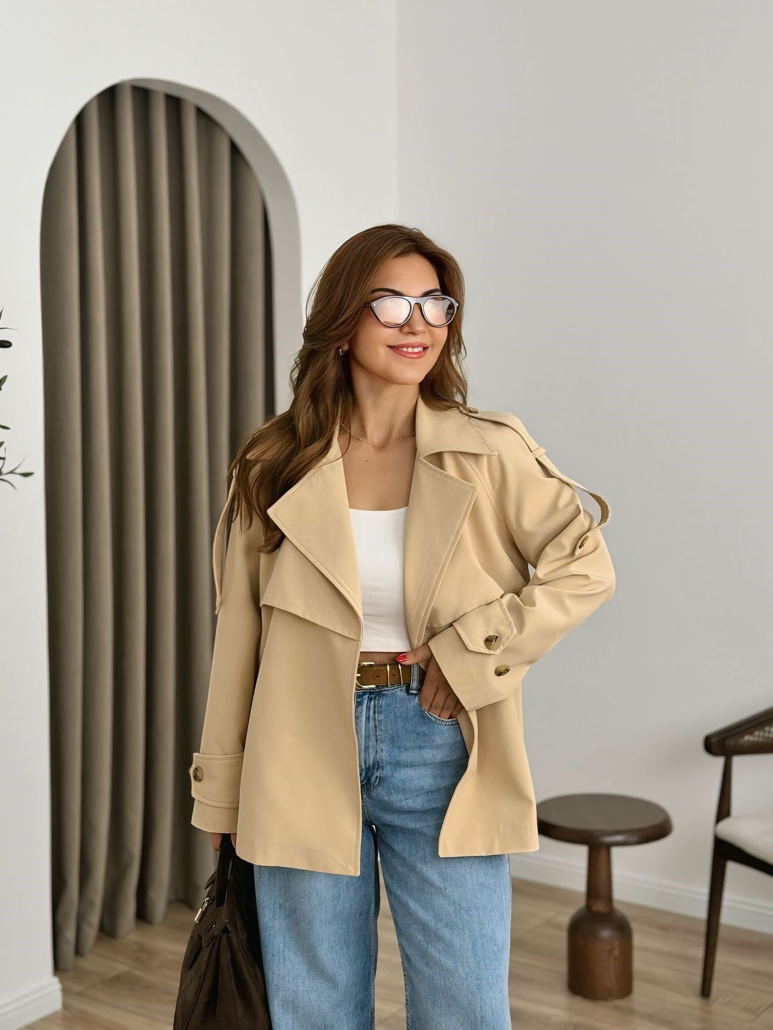 Taş Premium Kalite AstarlıTrenchcoat 6389