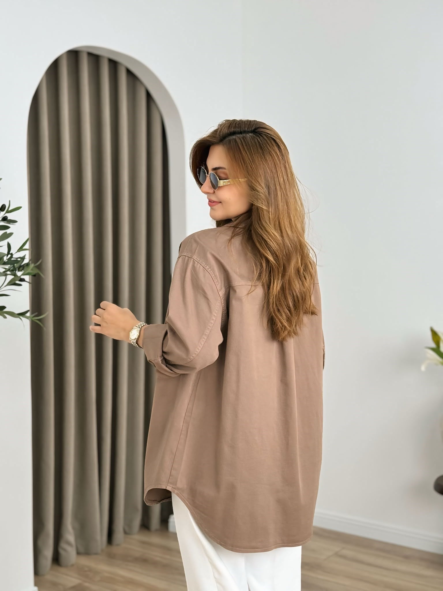 Toprak Düğmeli Oversize Gömlek 6082