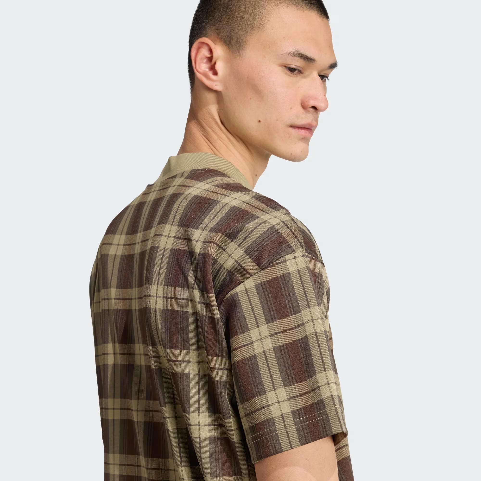 adidas Tartan All Over Print Loose Erkek Tişört