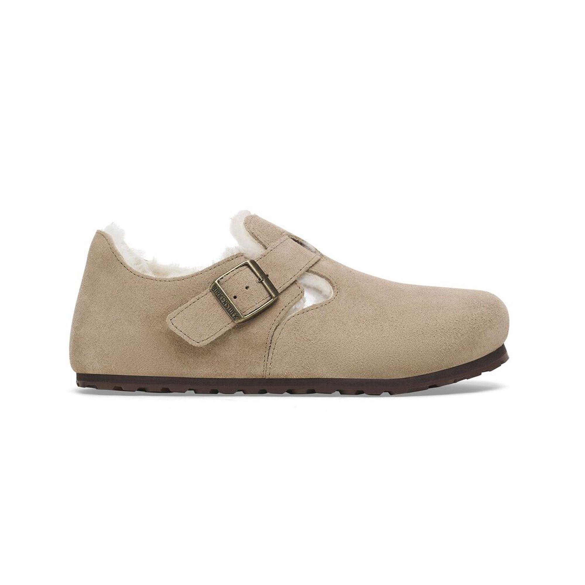 Birkenstock London Shearling Suede Leather Taupe Kadın Terlik - Görsel 2
