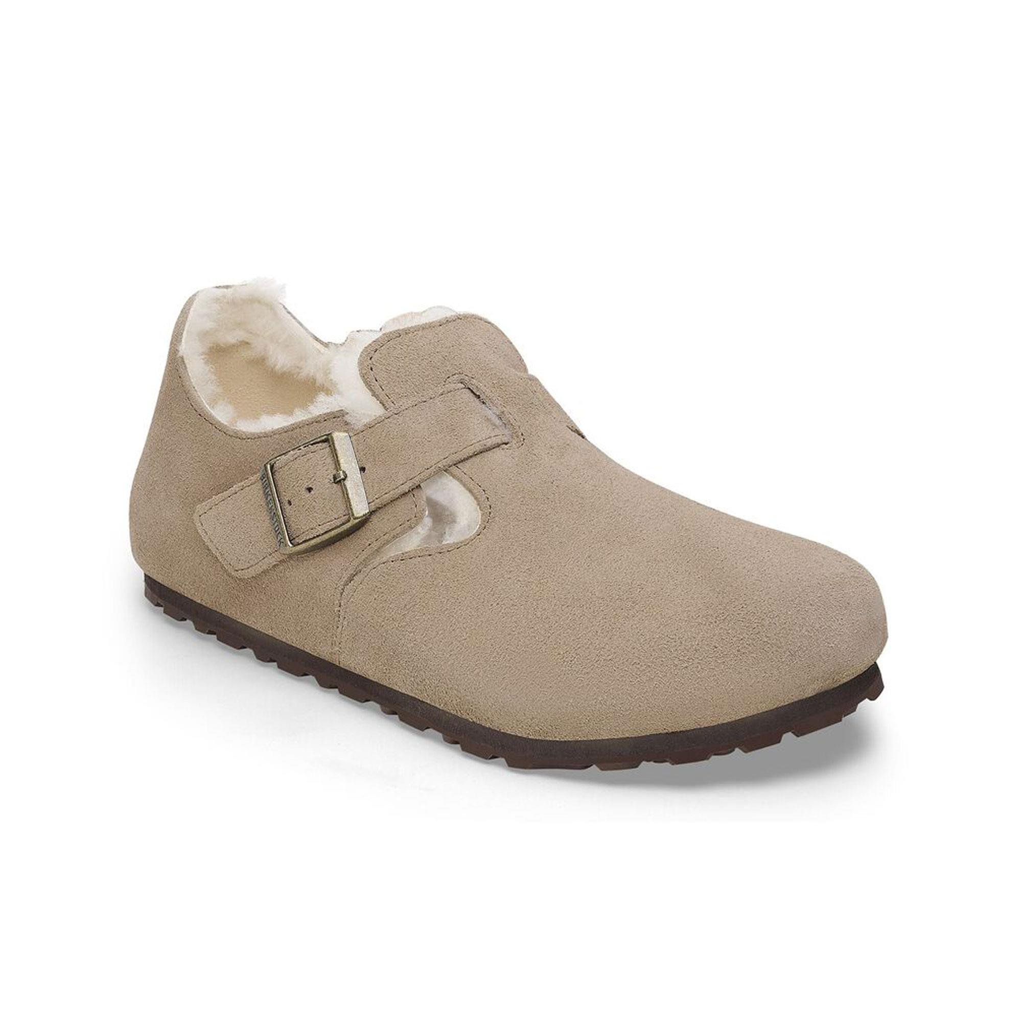 Birkenstock London Shearling Suede Leather Taupe Kadın Terlik - Görsel 3