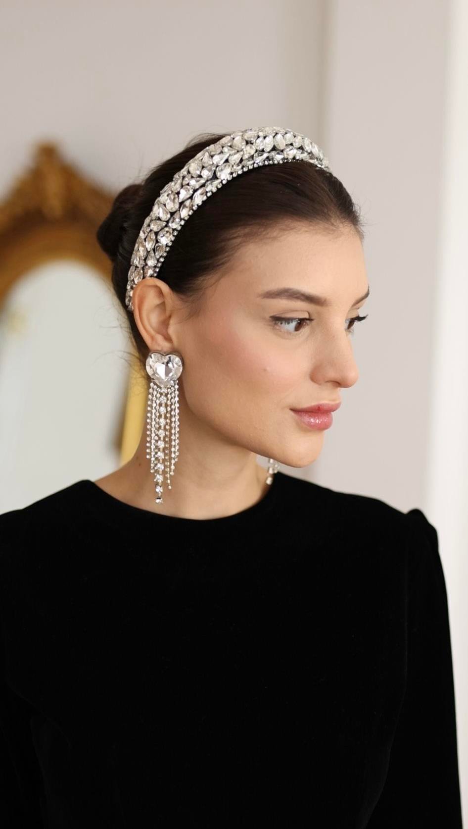 El Yapımı Silver Taşlı  Taç 