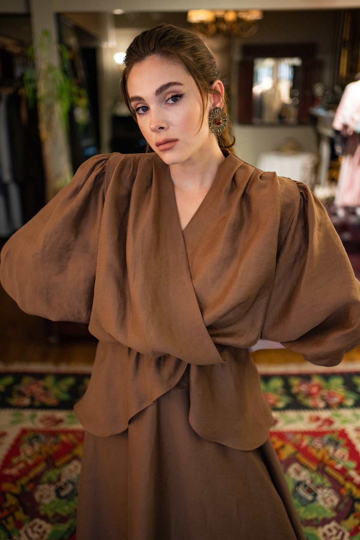 Keten Peplum Takım