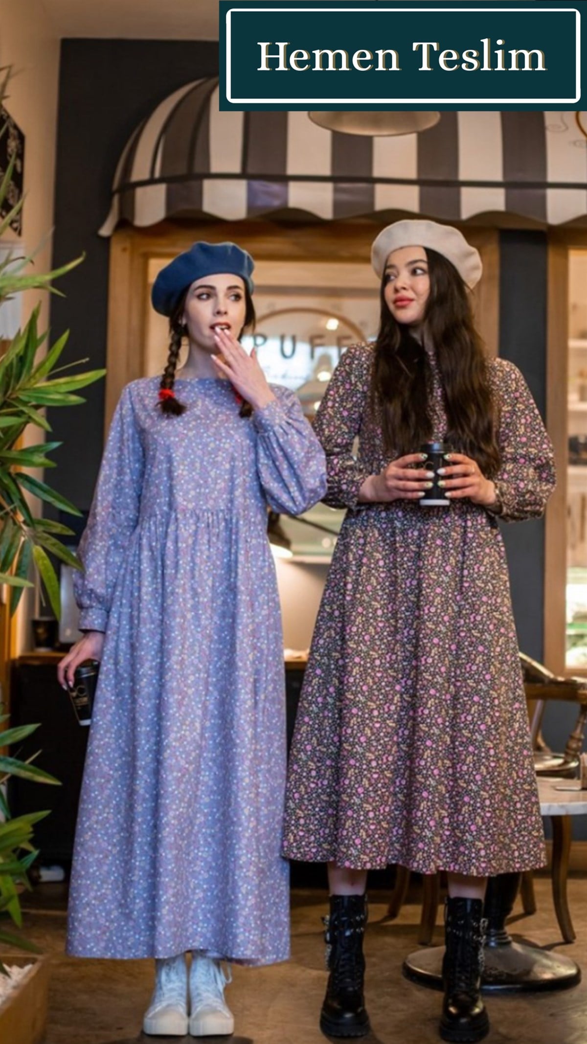 MAVİ ÇİÇEKLİ ELBİSE