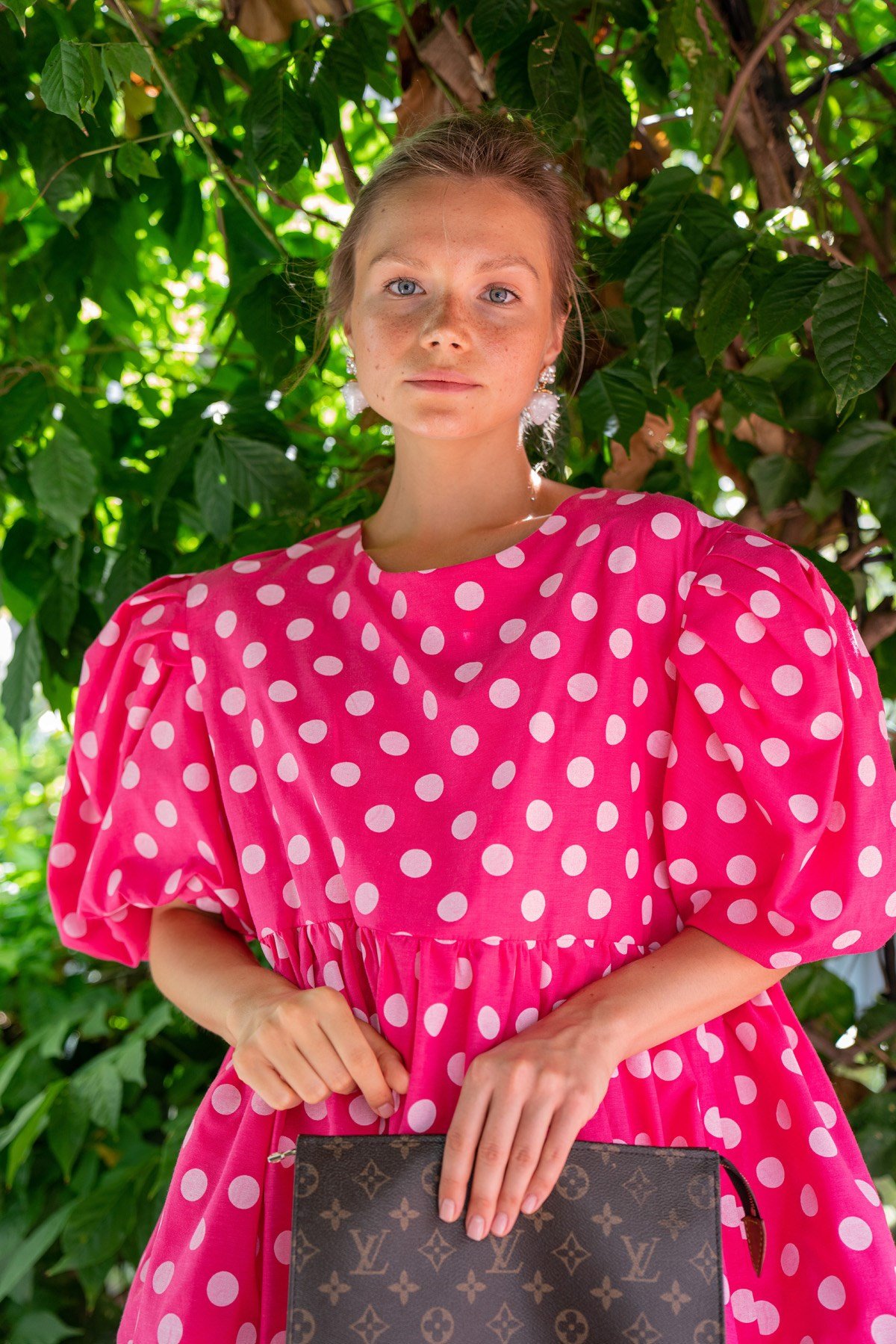 Pembe Puanlı Balon Kol Piknik