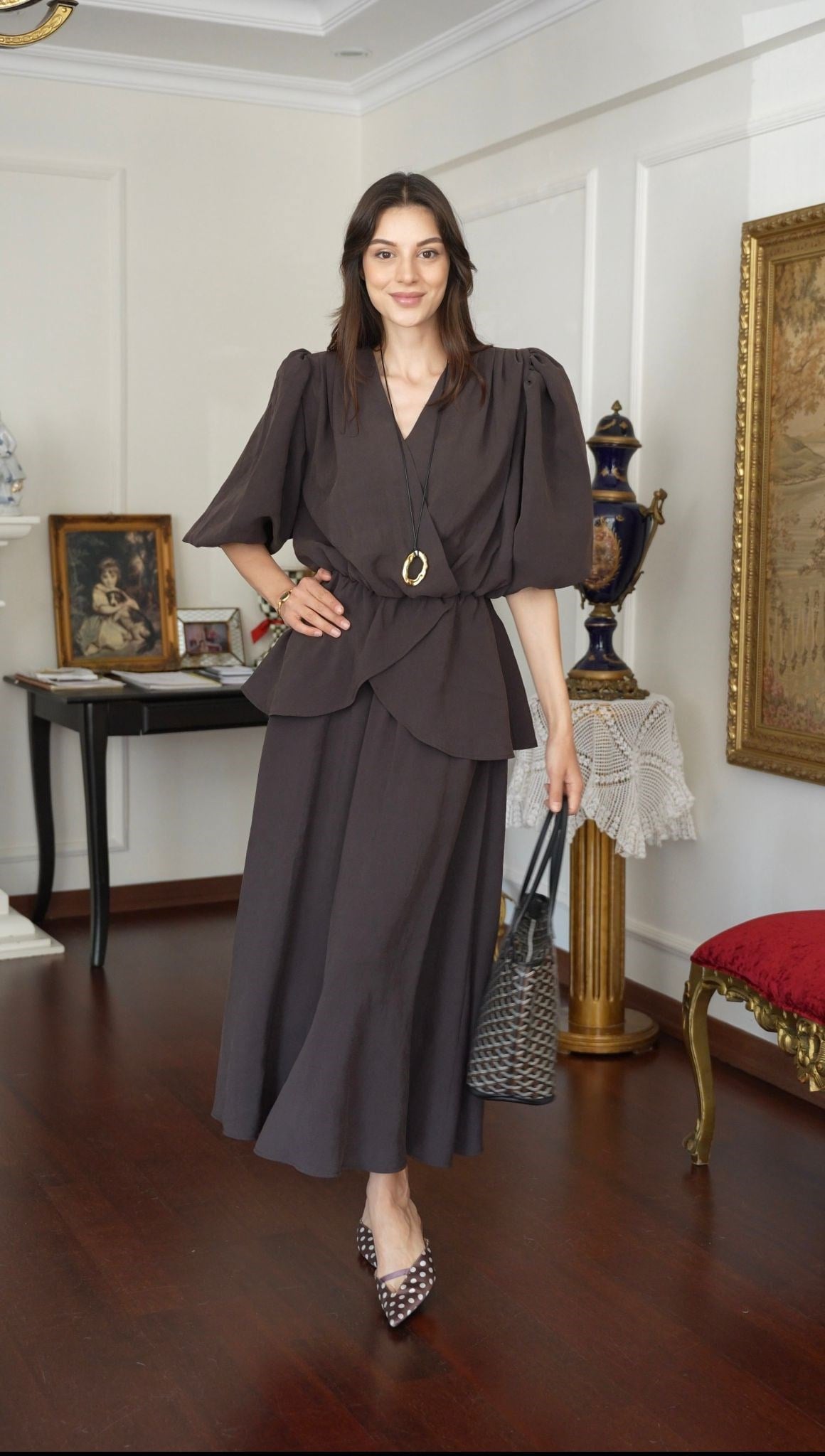 Peplum Takım Kahve