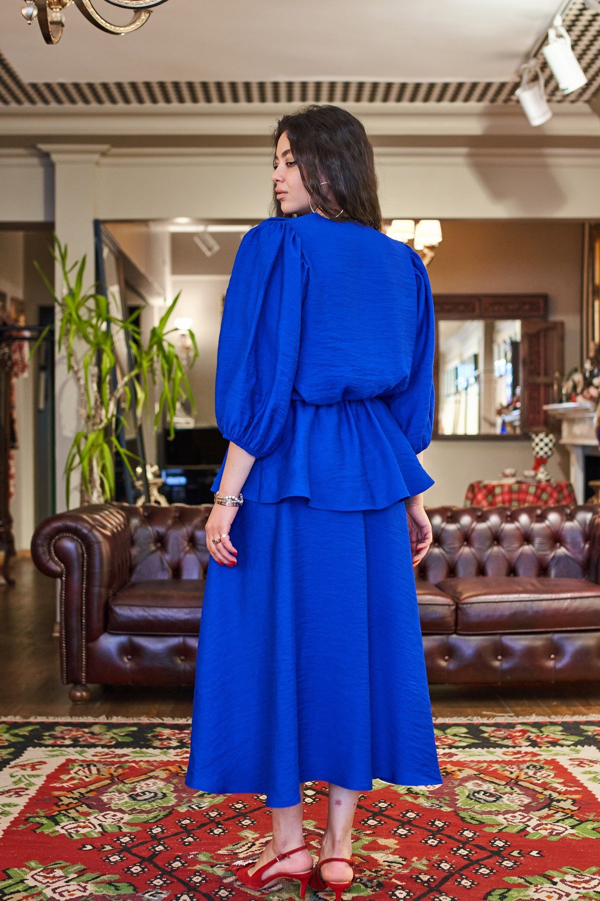 Saks Mavisi Peplum Bluz