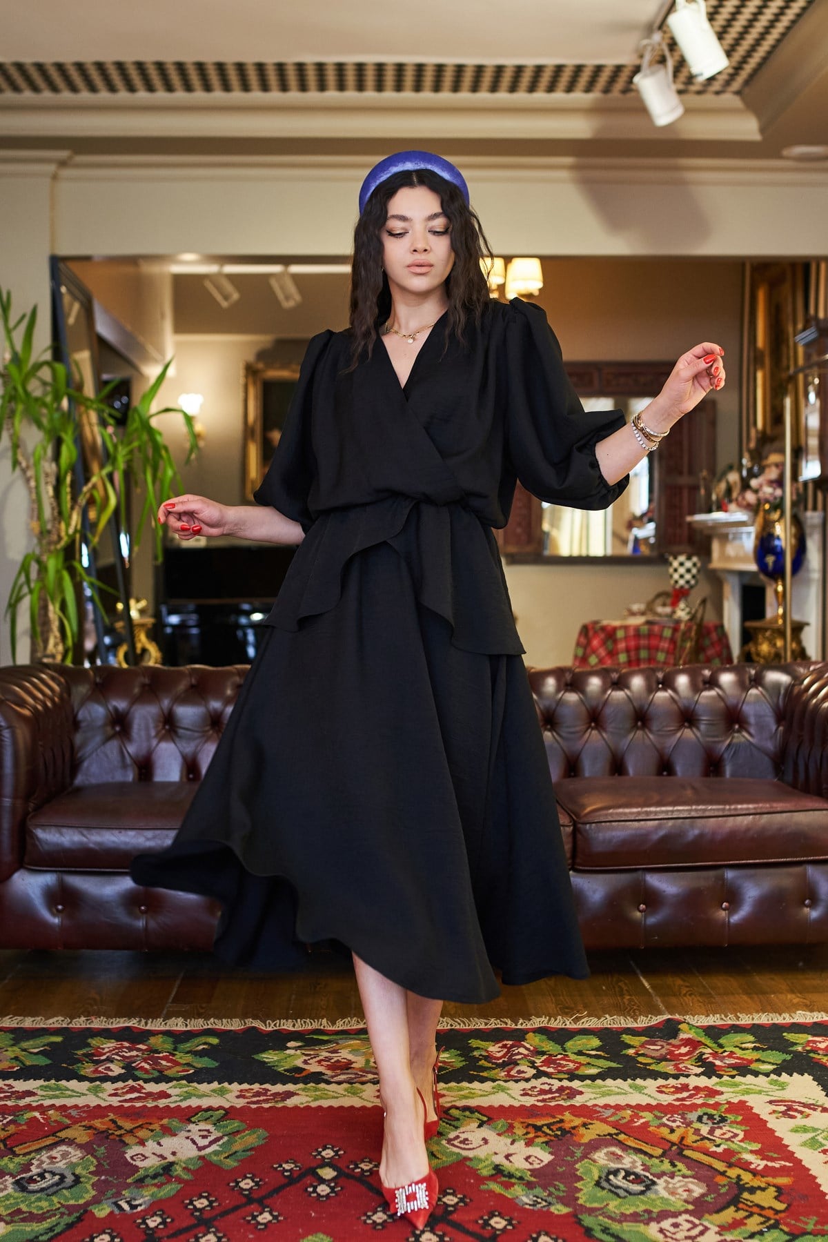 Siyah Peplum Bluz
