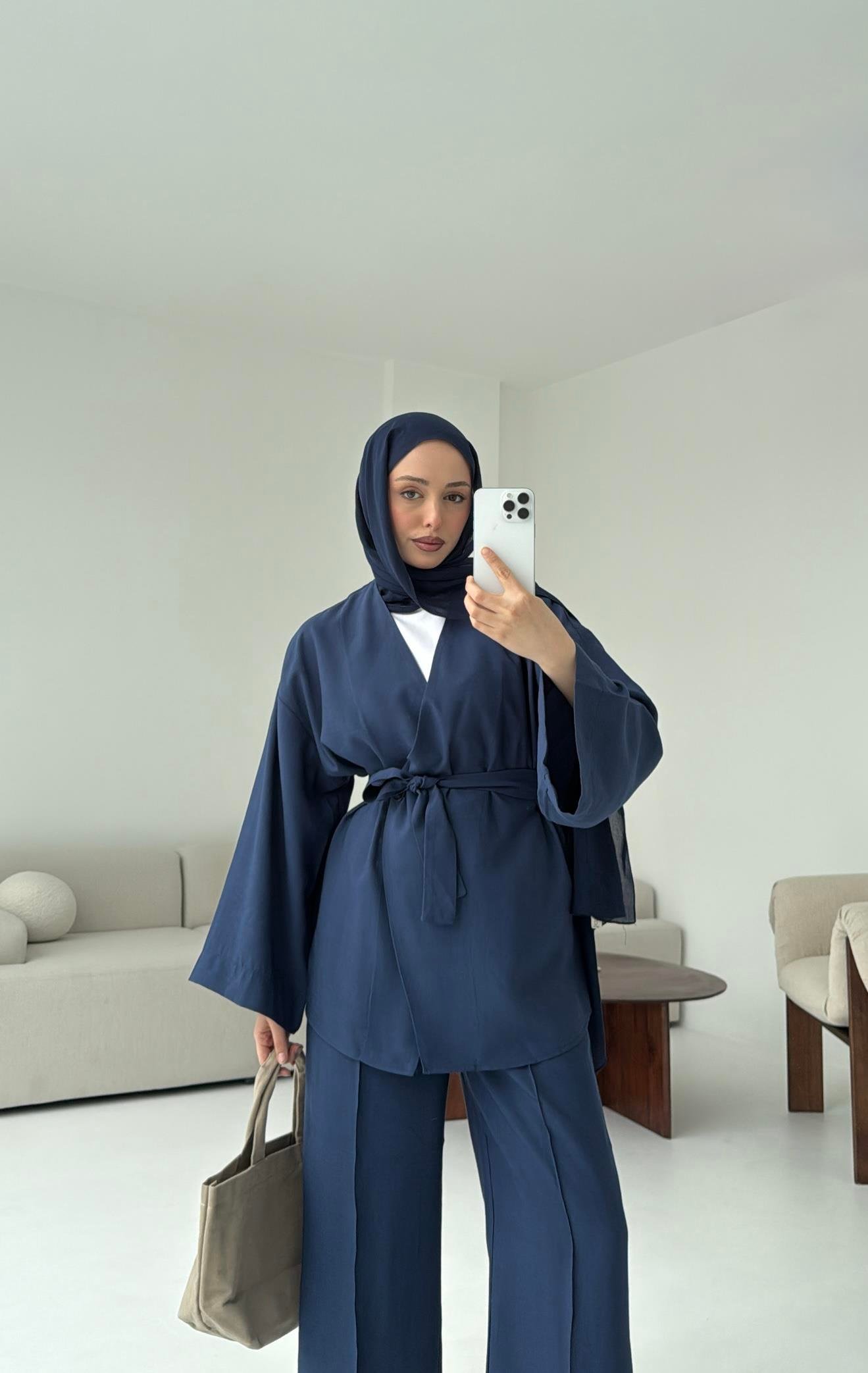 Bagcıklı Kimono Takım Lacivert