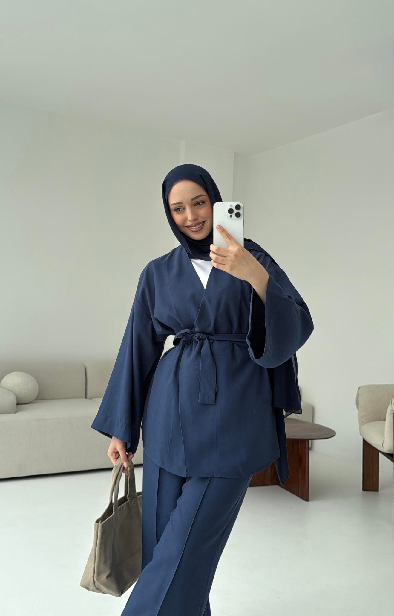 Bagcıklı Kimono Takım Lacivert