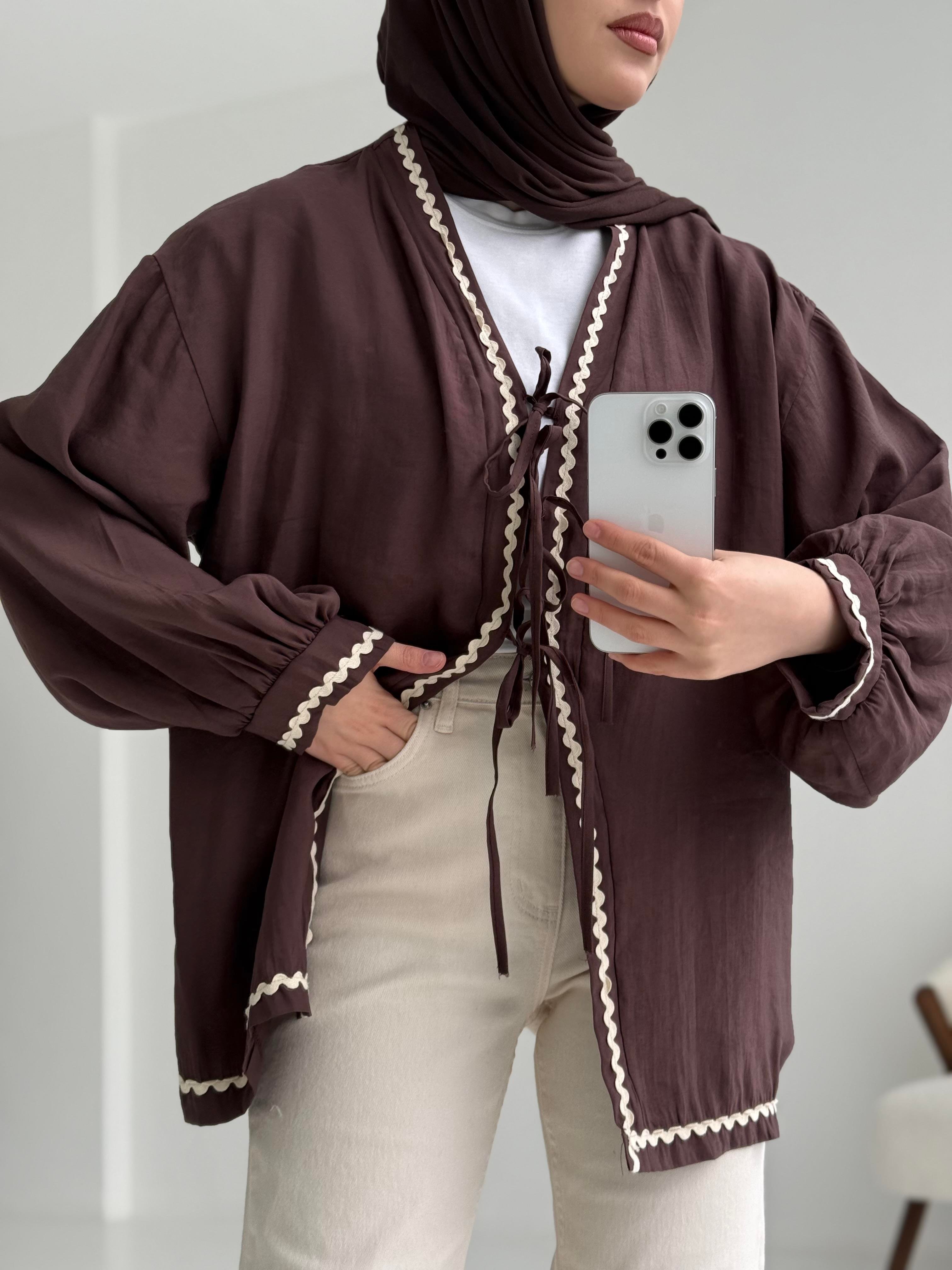 Bağlamalı Dantel Detay Kimono