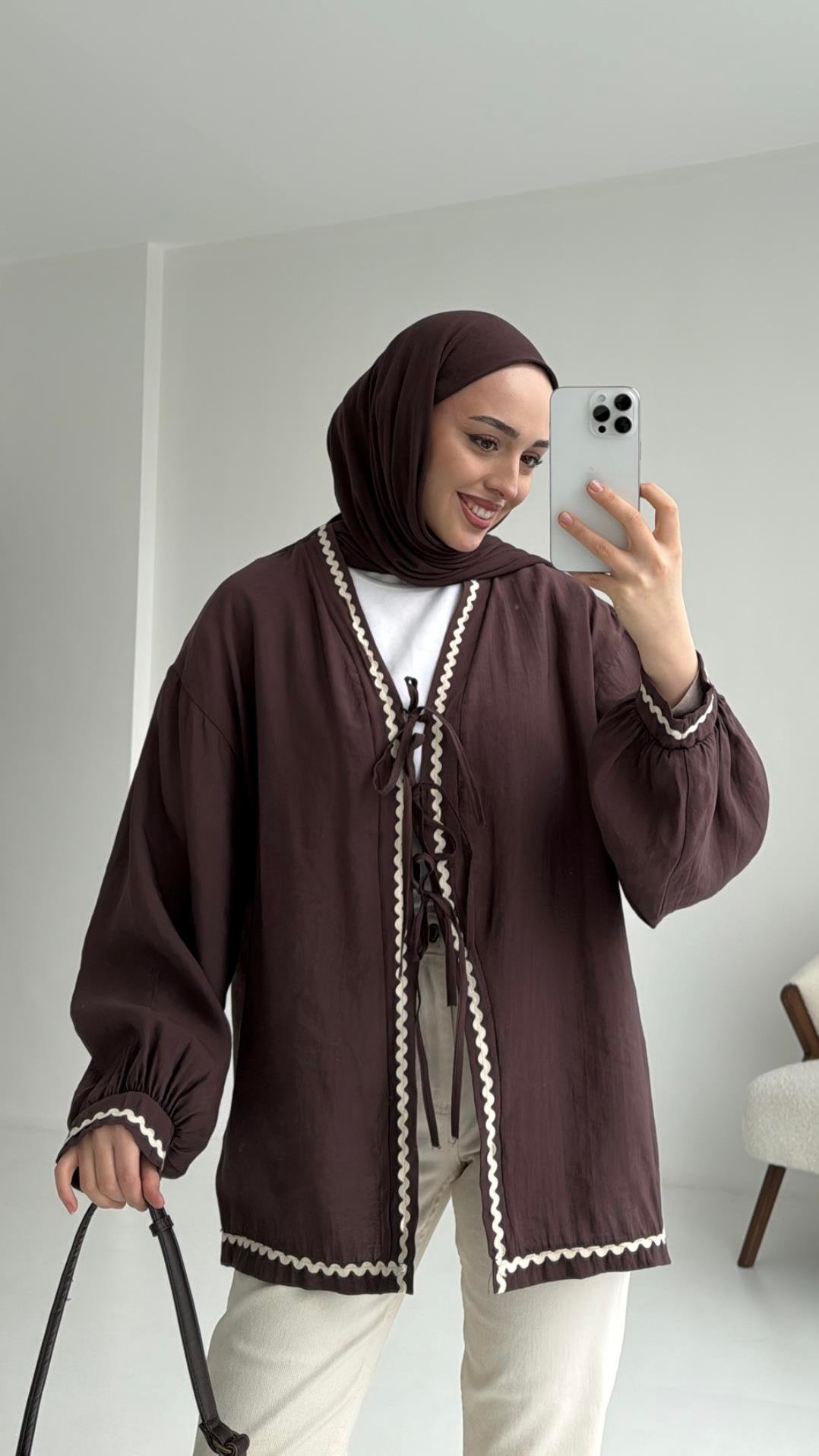 Bağlamalı Dantel Detay Kimono
