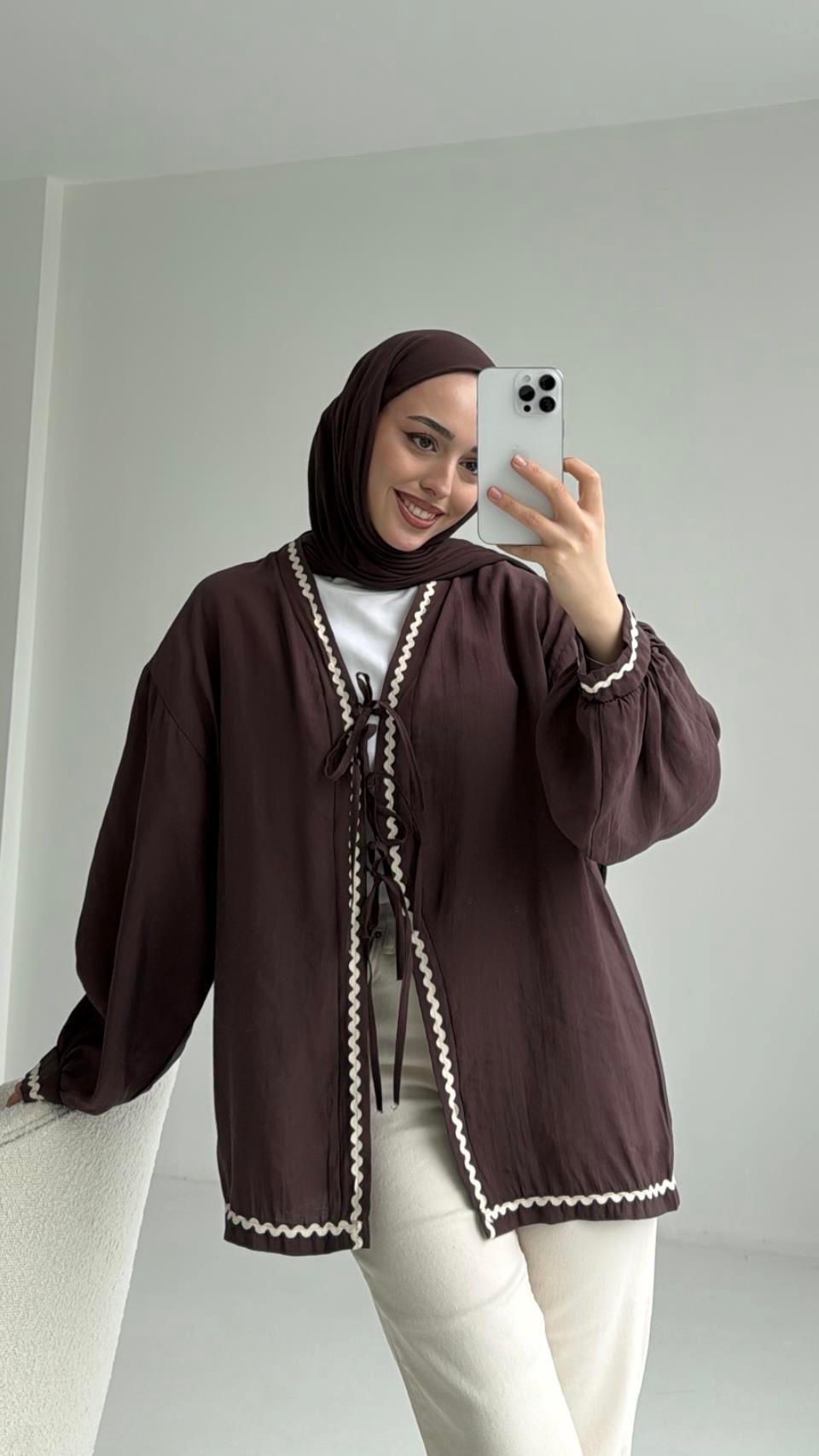 Bağlamalı Dantel Detay Kimono