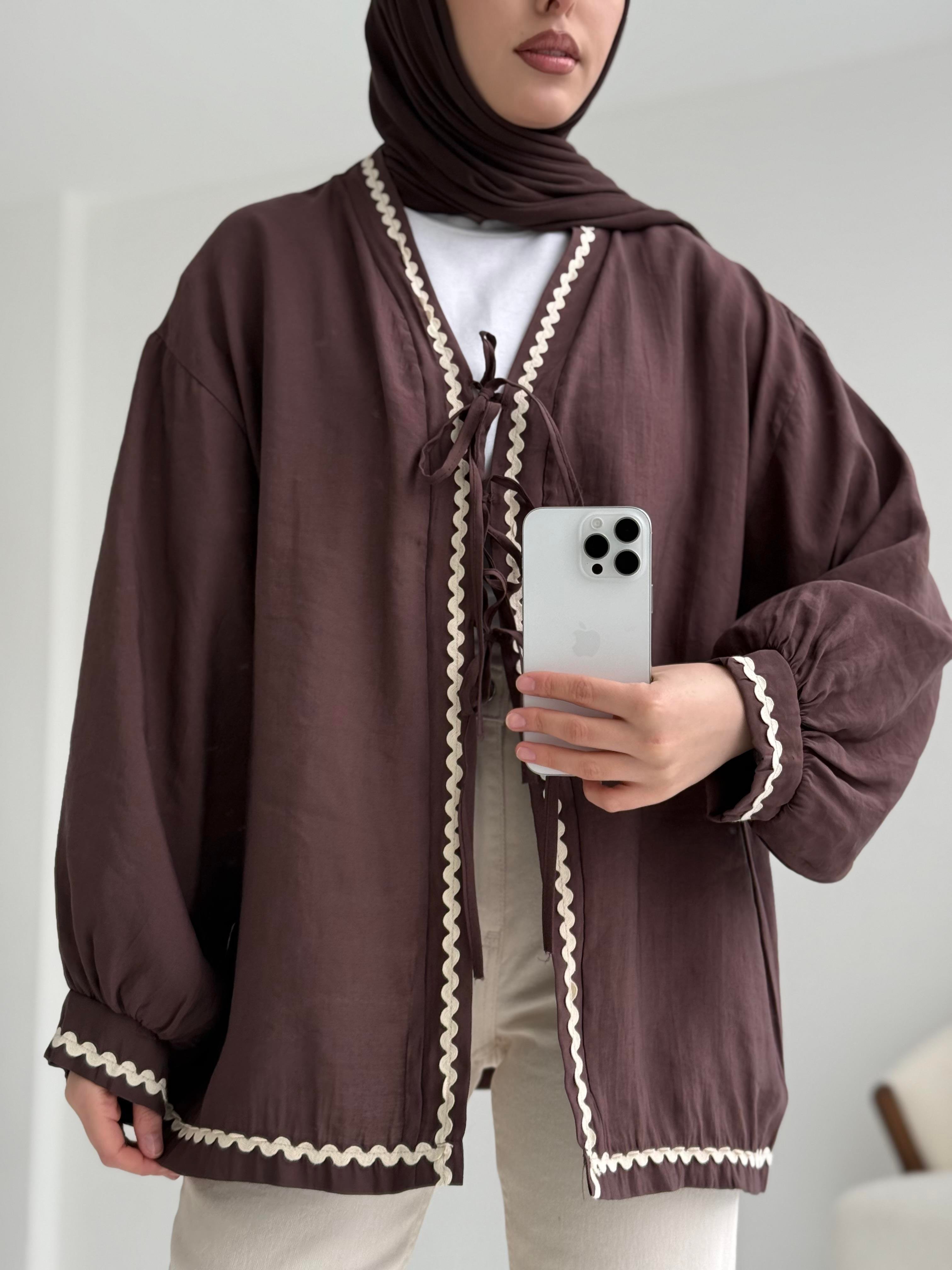 Bağlamalı Dantel Detay Kimono
