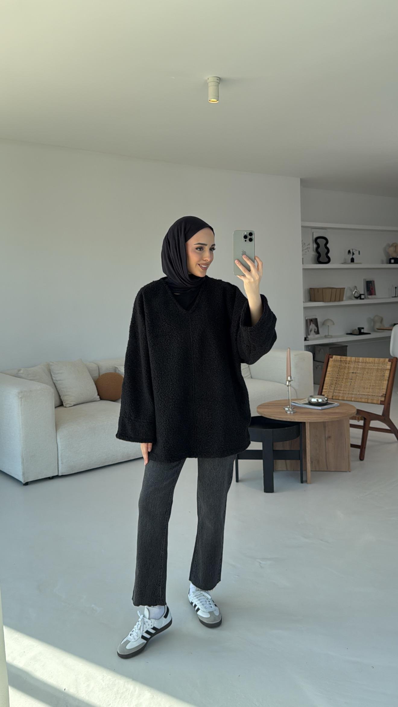 Buklet Kalın Sweatshirt Siyah