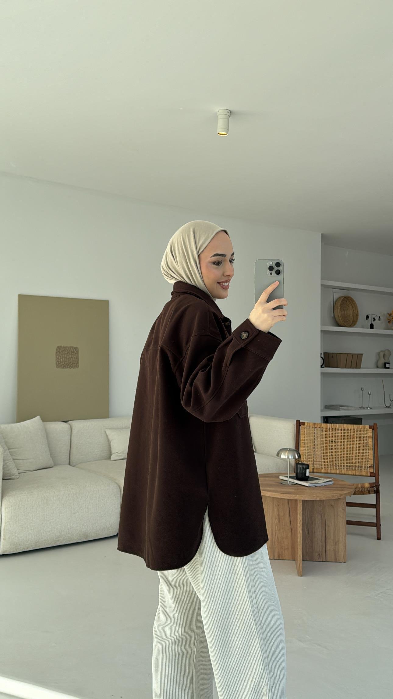 Cepli Kaşe Ceket Kahve
