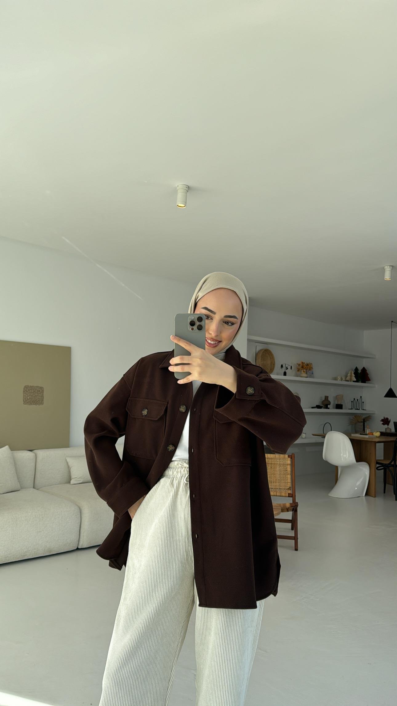 Cepli Kaşe Ceket Kahve