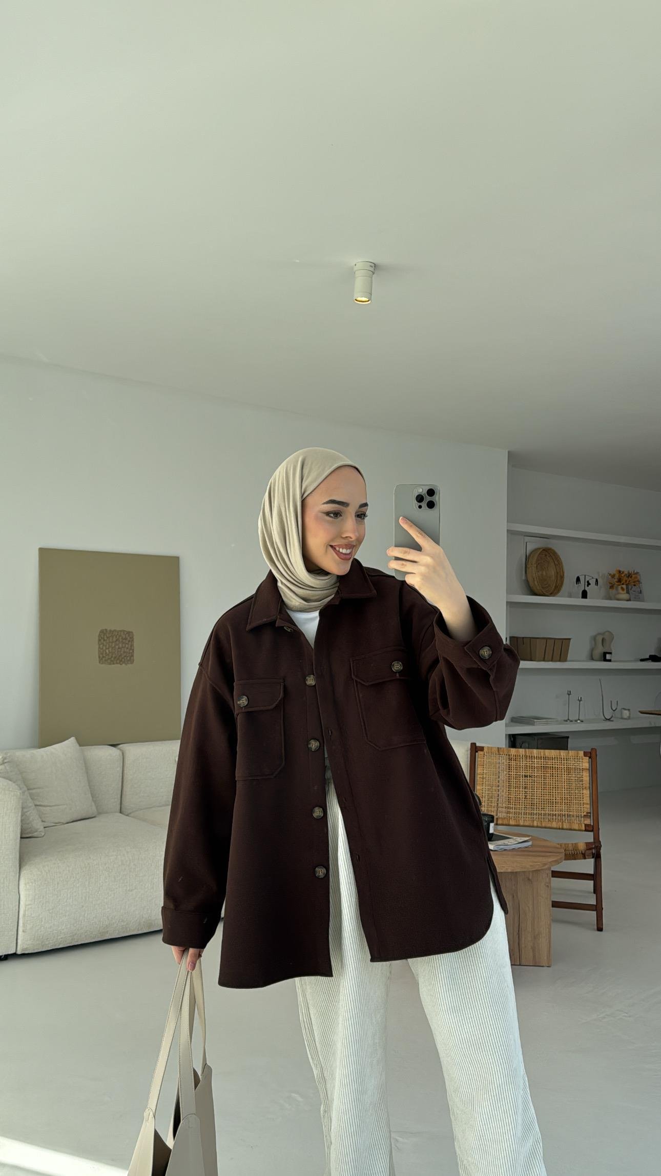 Cepli Kaşe Ceket Kahve