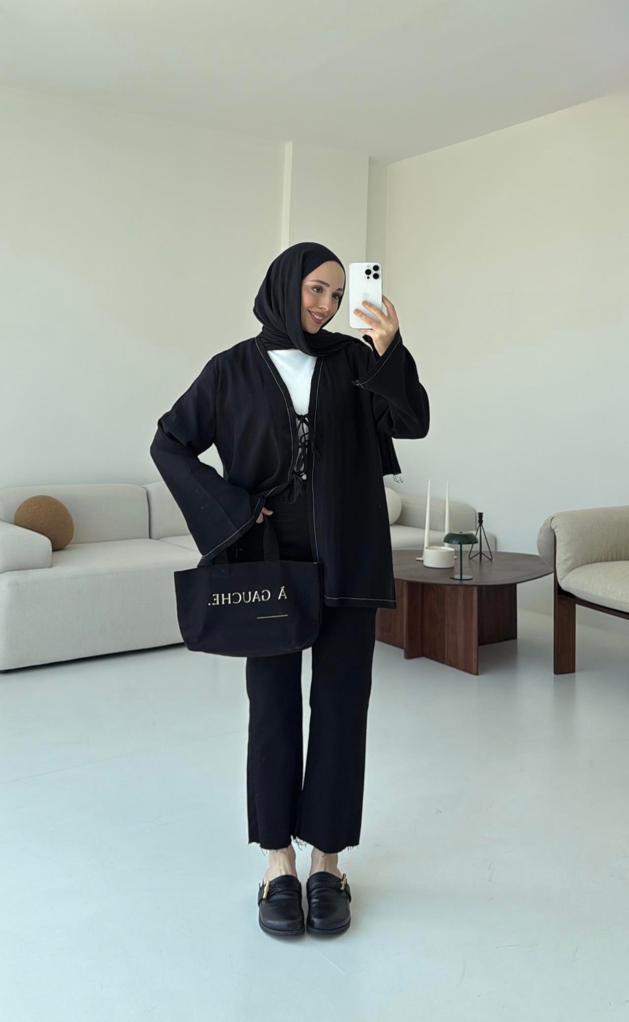 Dikiş Detaylı Kimono Siyah