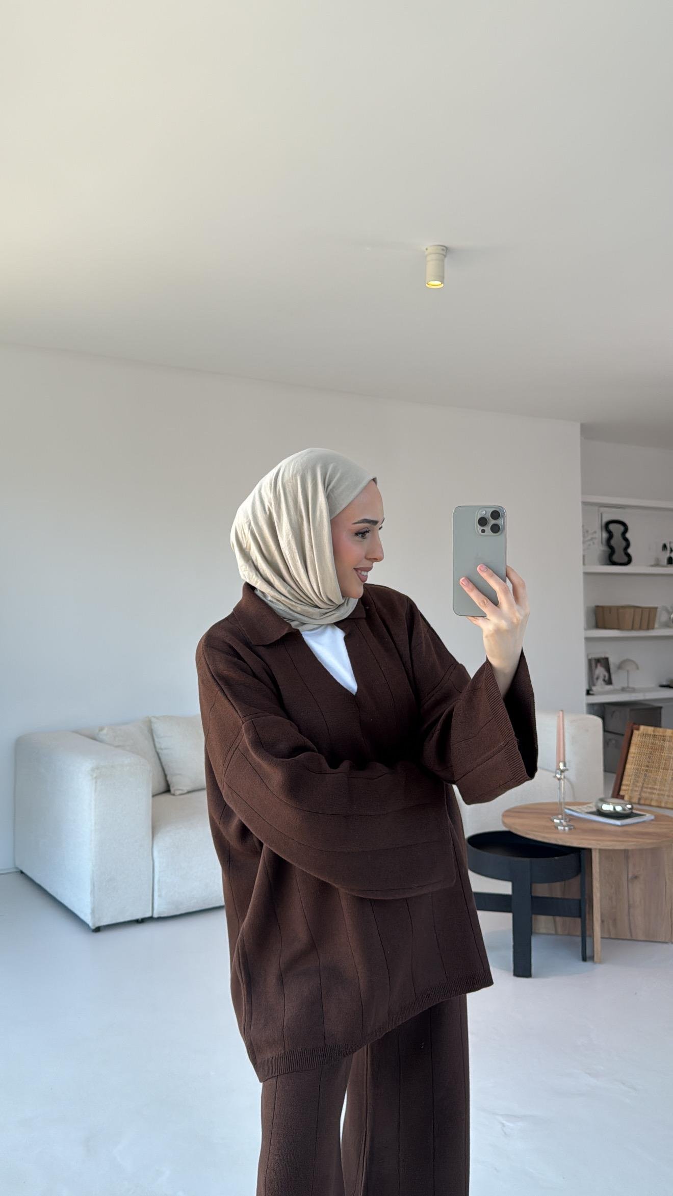 Düz Fitilli Triko Takım Lacivert