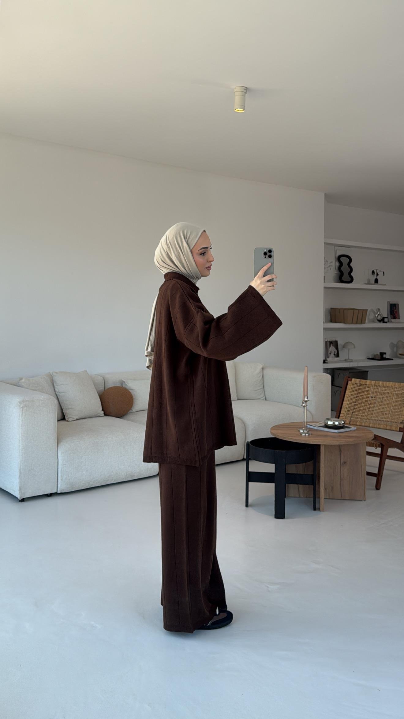 Düz Fitilli Triko Takım Lacivert