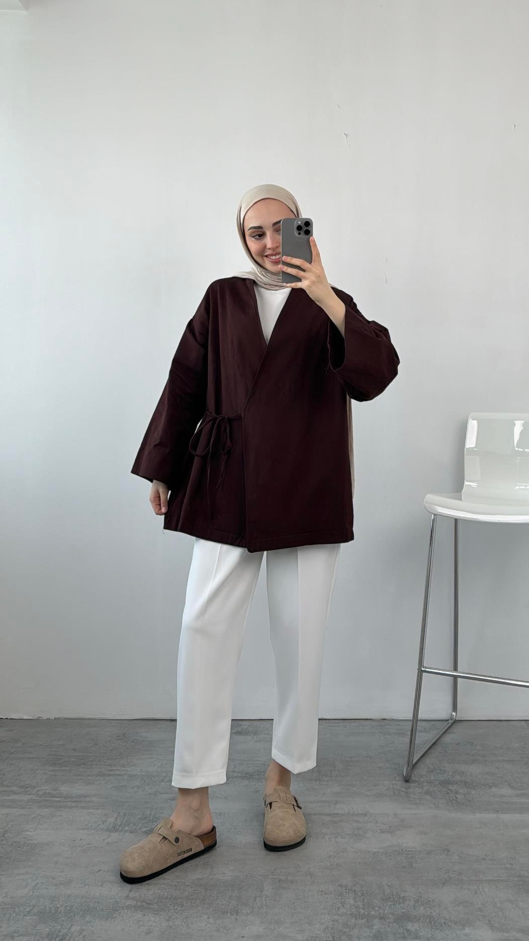 Gabardin Bağlamalı Ceket/Kimono 