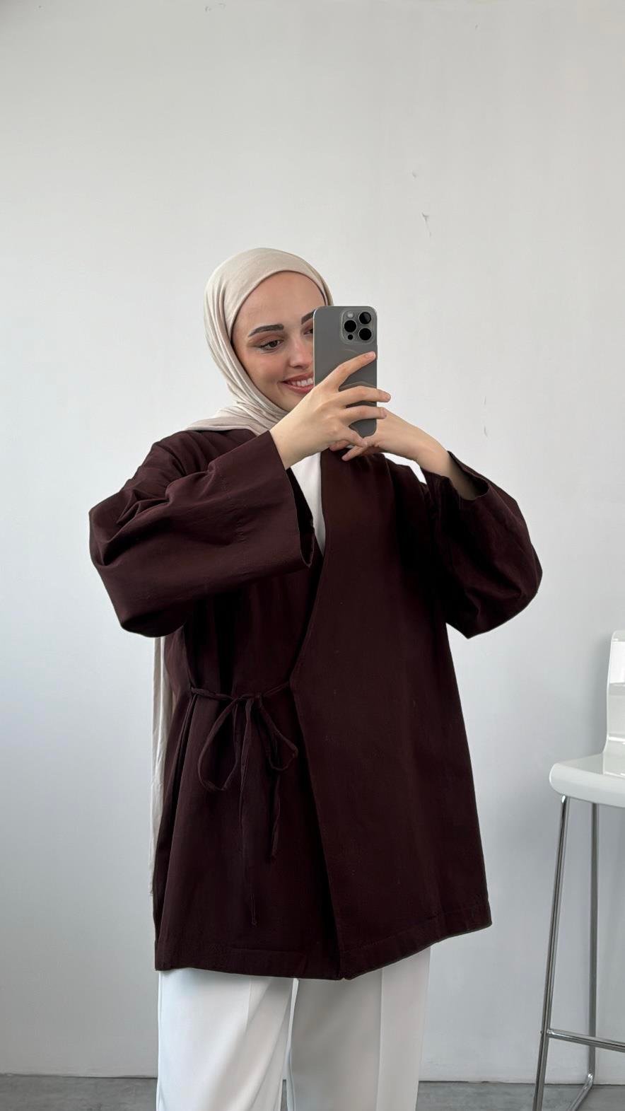 Gabardin Bağlamalı Ceket/Kimono 