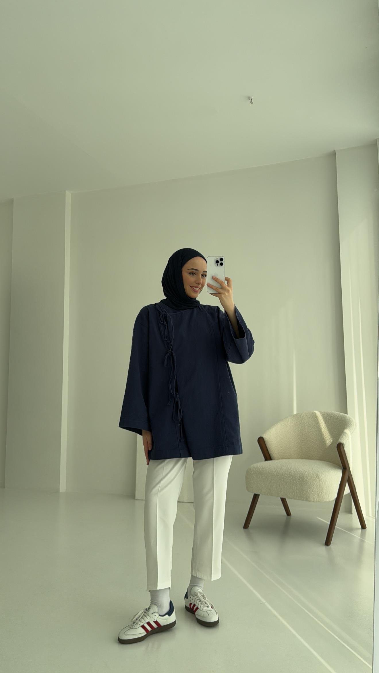 Gabardin Baglamalı Ceket/Kimono Lacivert