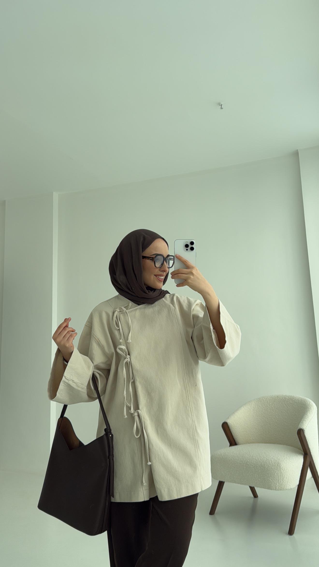 Gabardin Baglamalı Ceket/Kimono Taş
