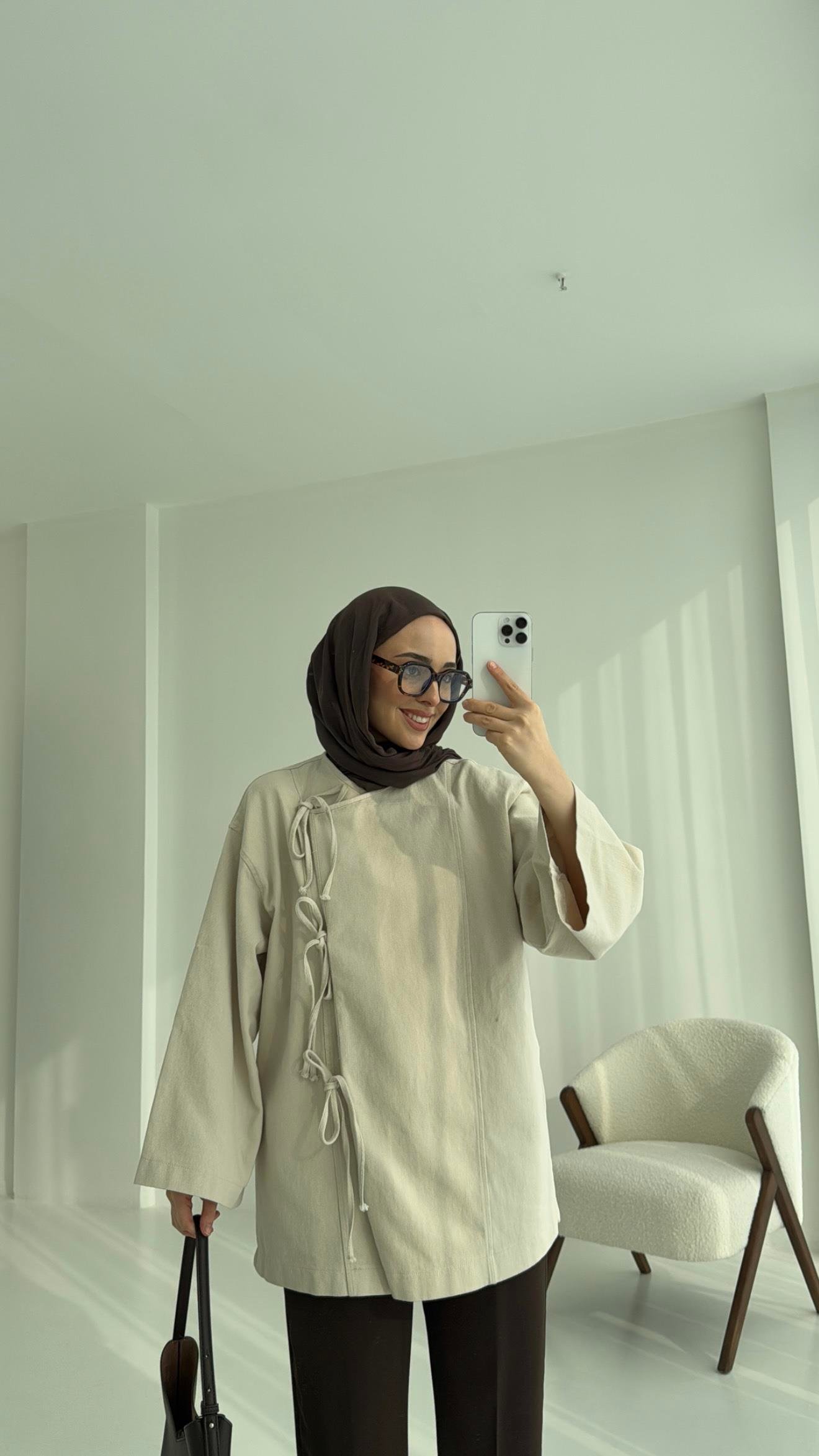 Gabardin Baglamalı Ceket/Kimono Taş