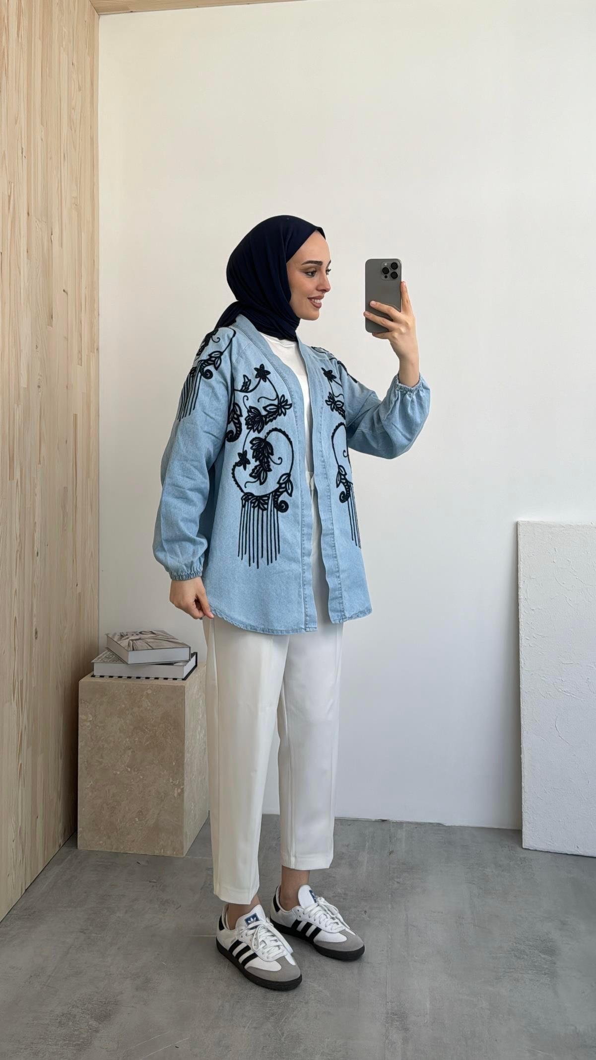 İşlemeli Tencel Kimono