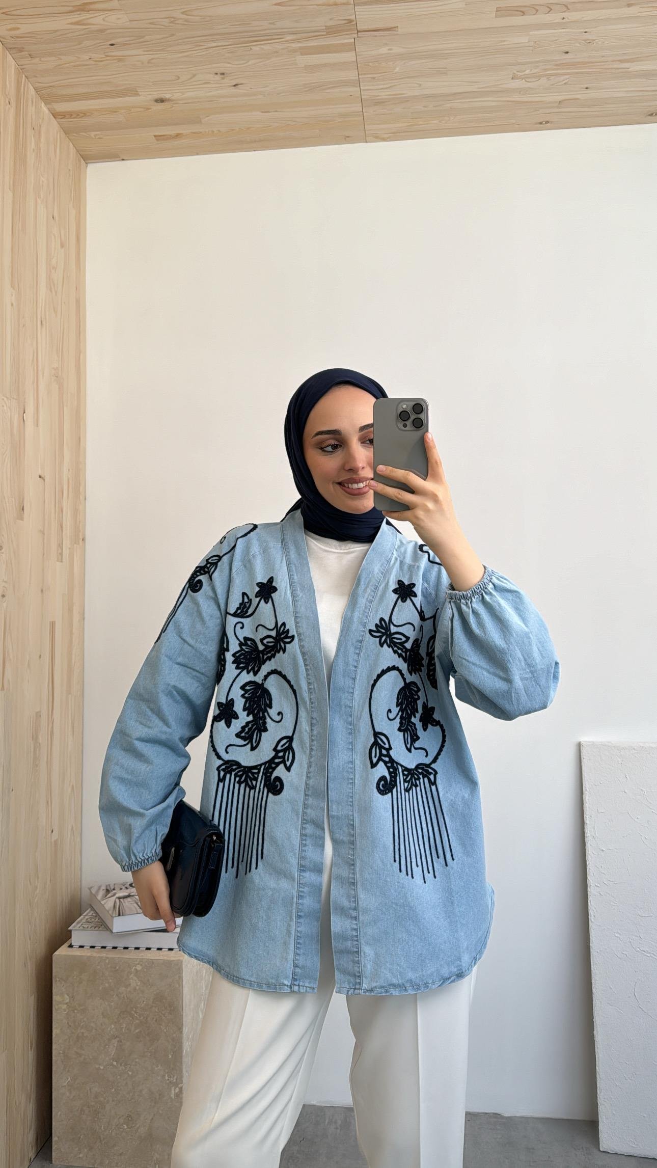 İşlemeli Tencel Kimono