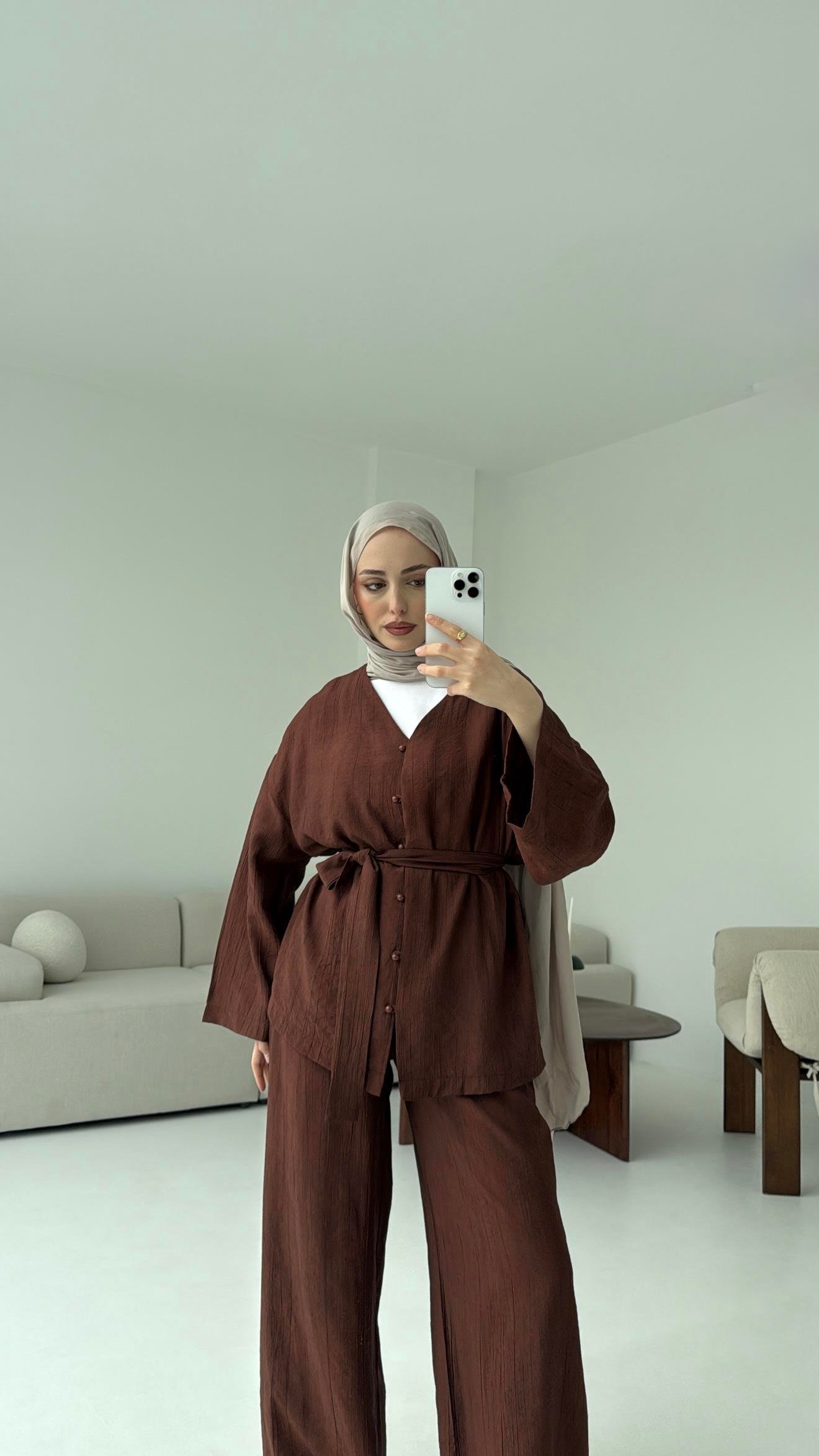 Kahve Bağlamlı Takım