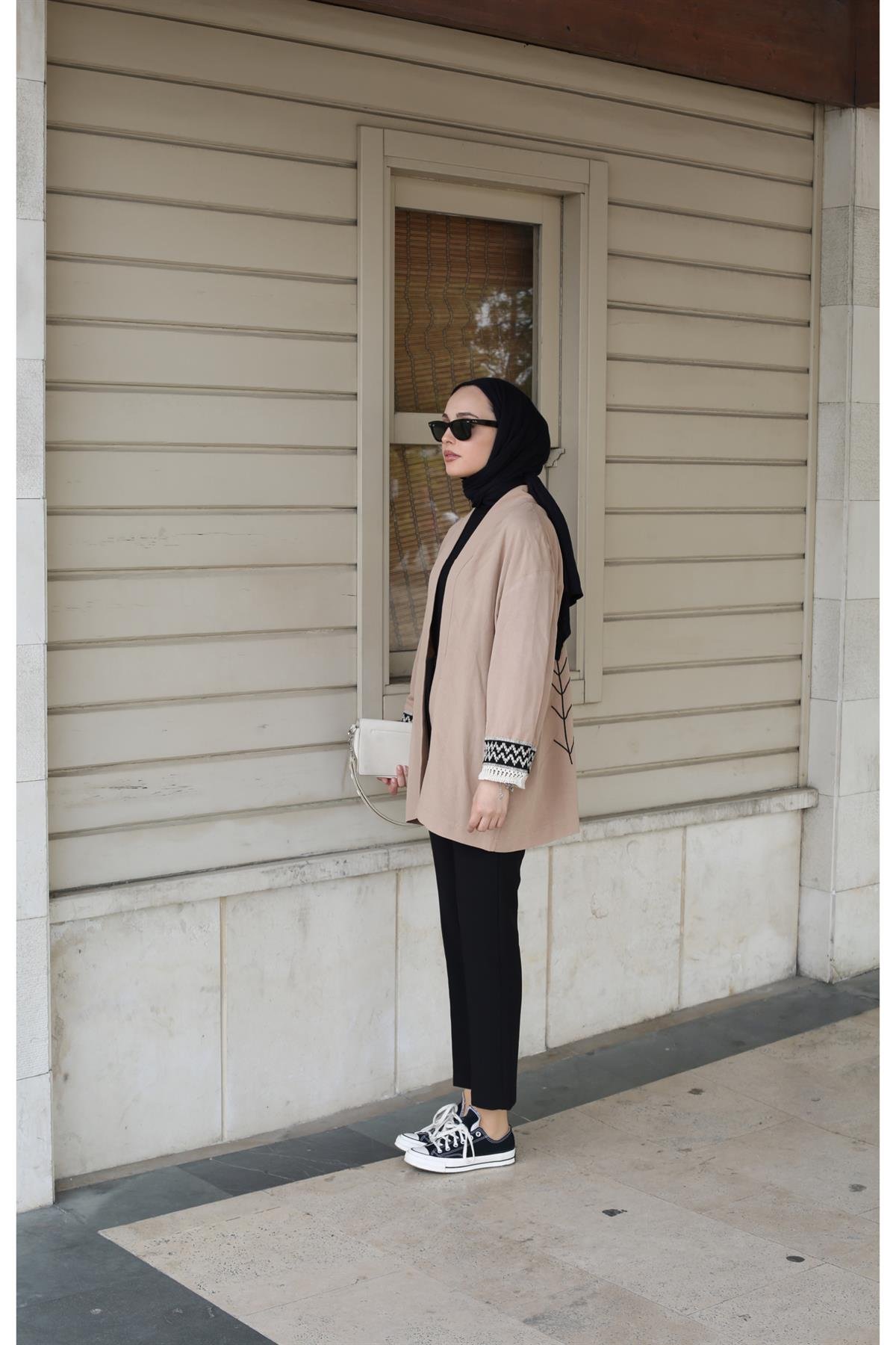 Keten Detaylı Kimono