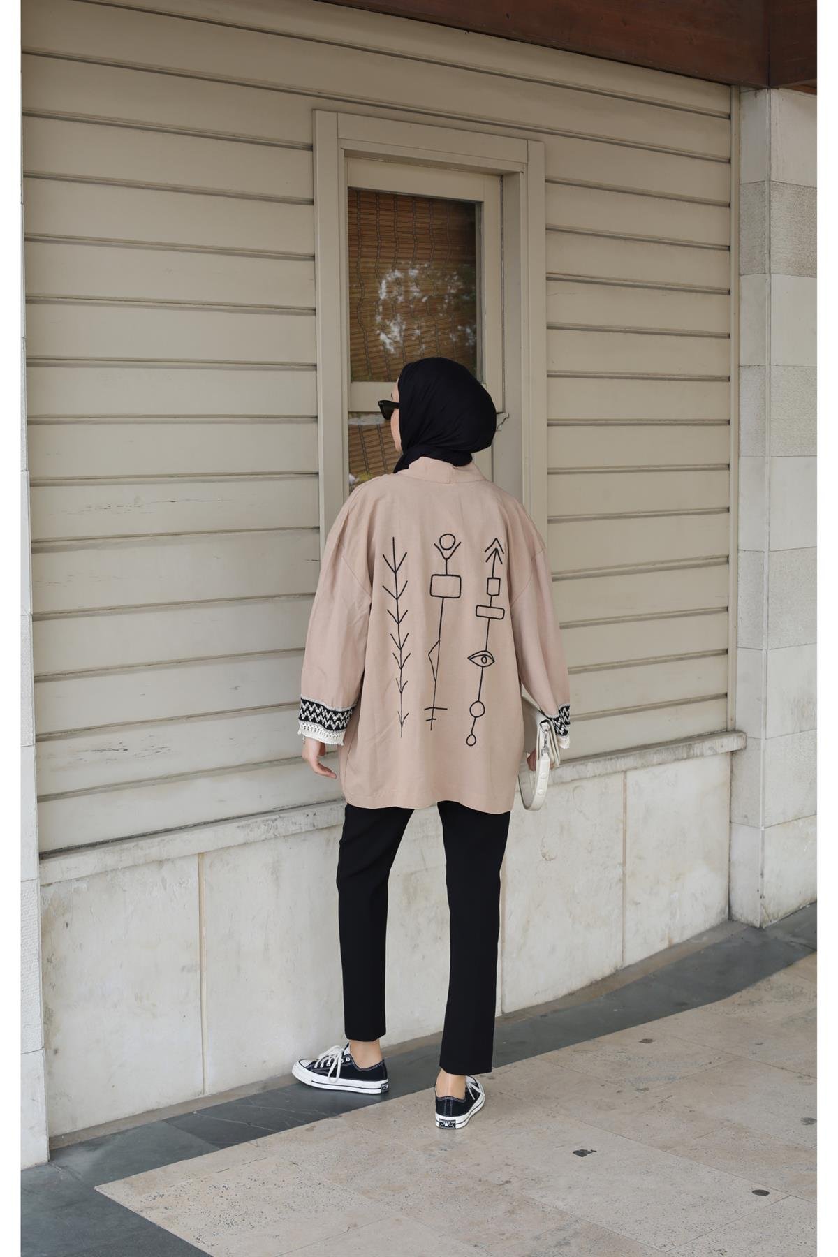 Keten Detaylı Kimono