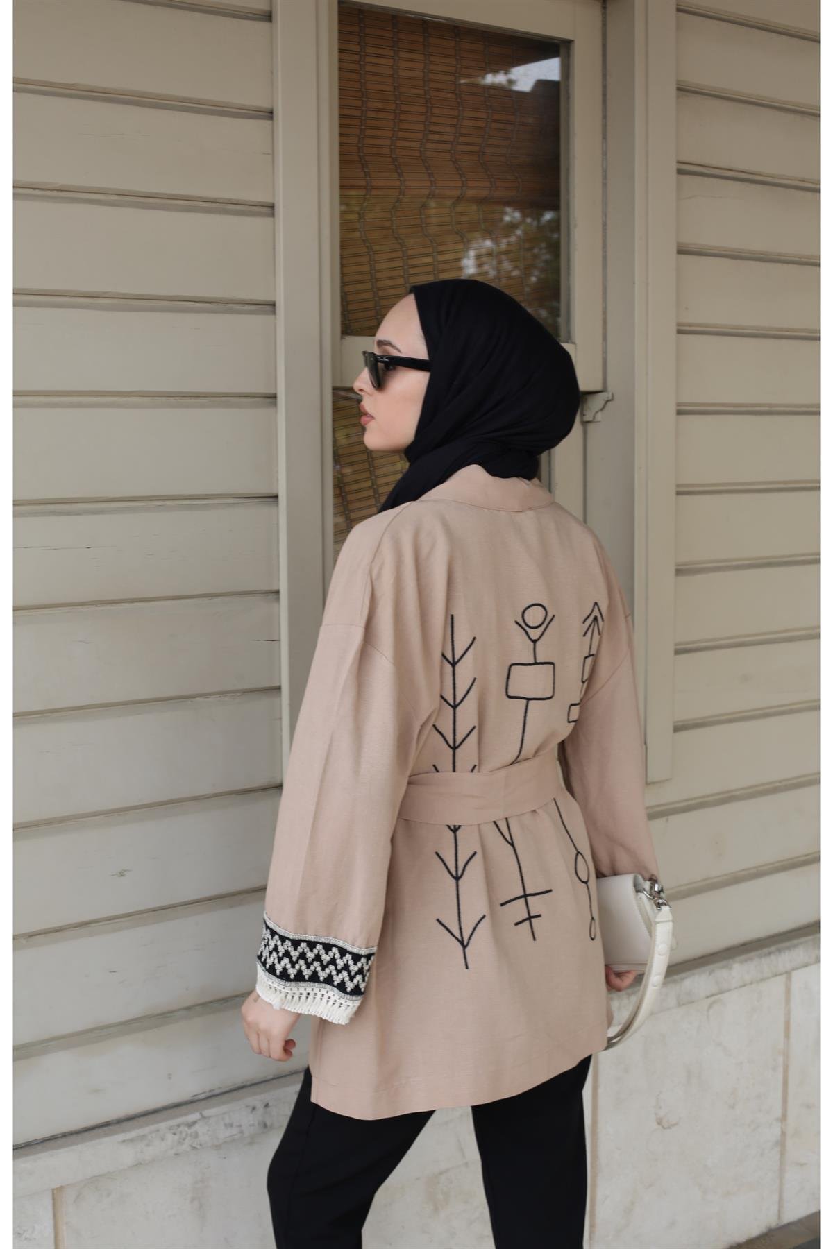 Keten Detaylı Kimono