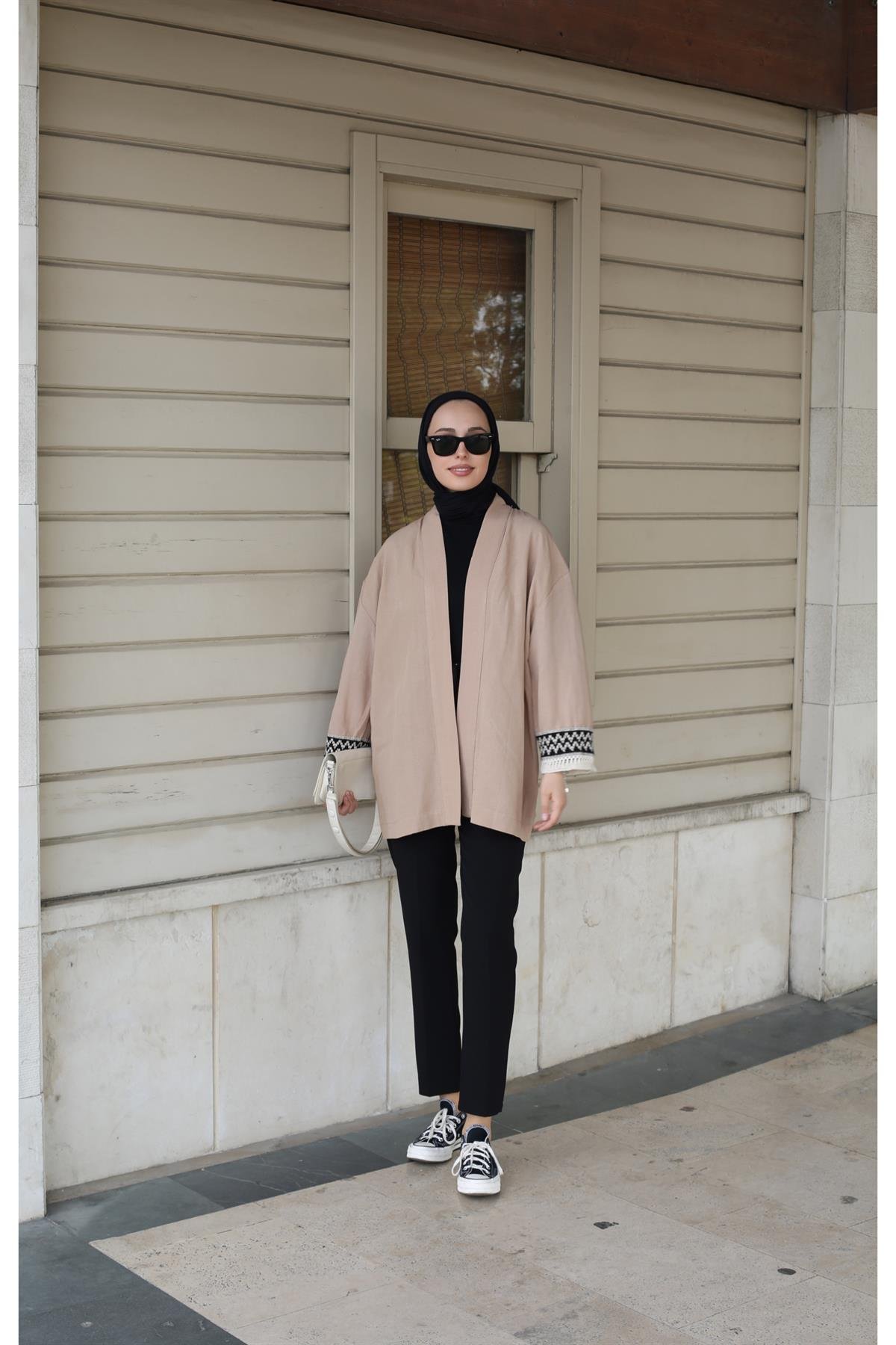 Keten Detaylı Kimono