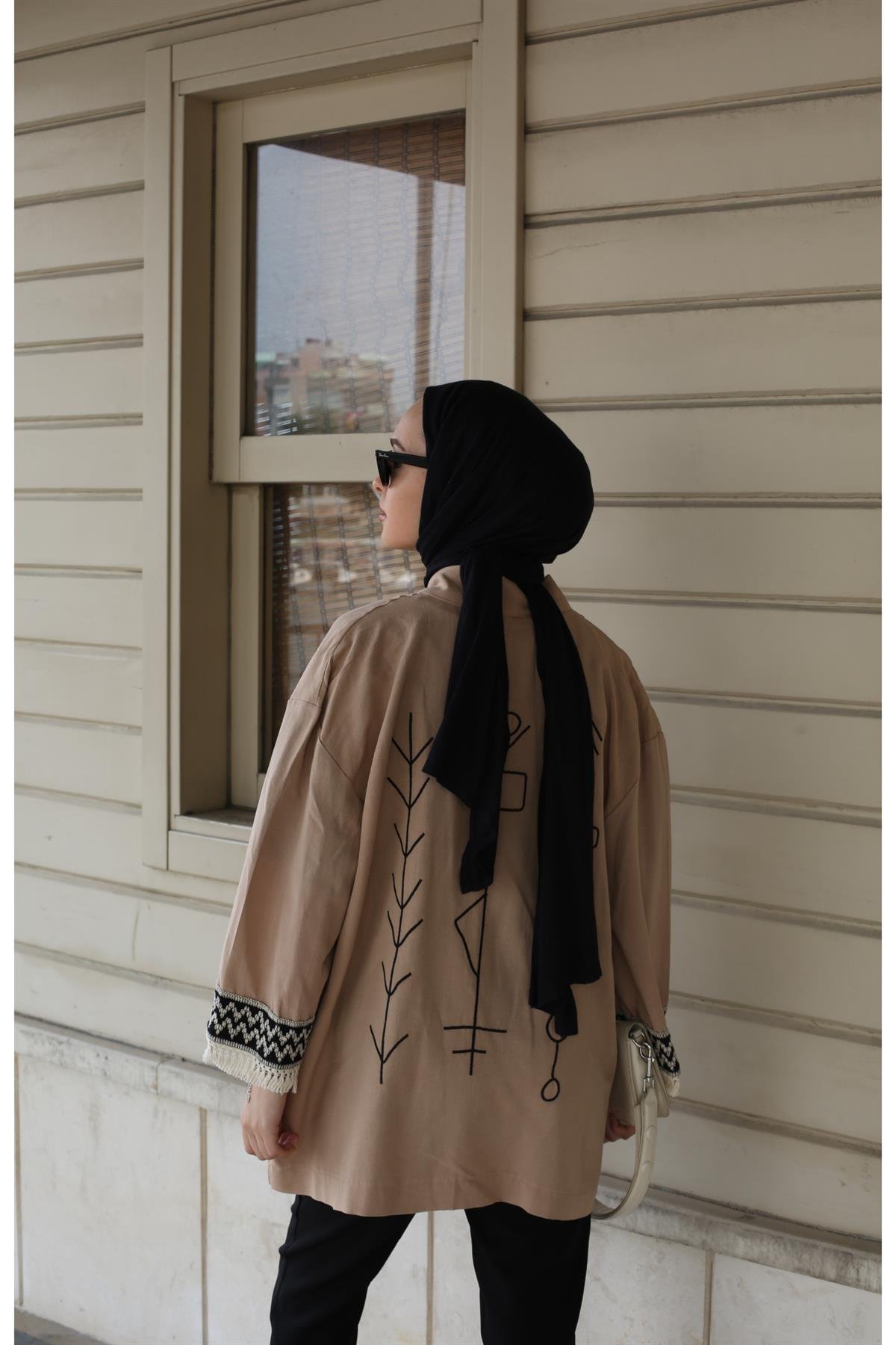 Keten Detaylı Kimono