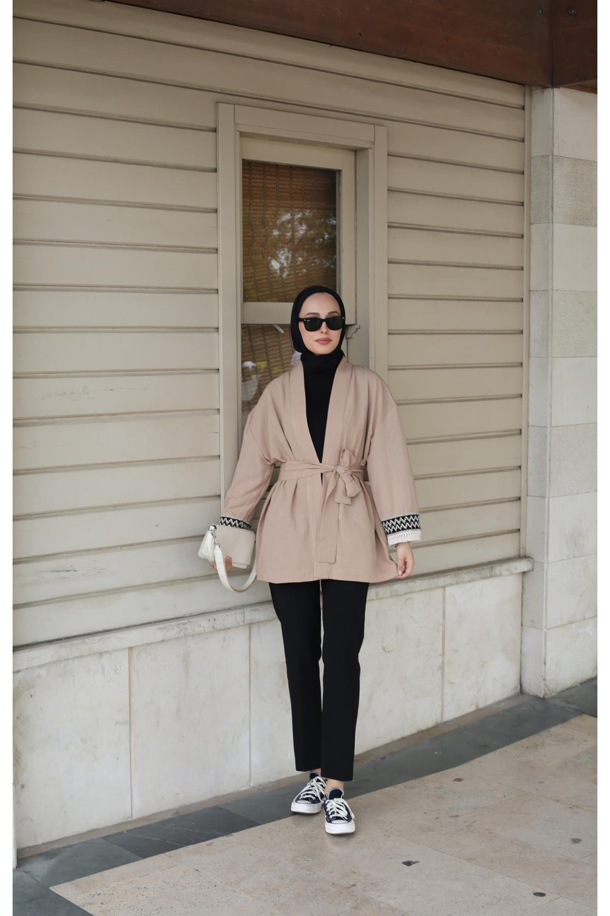 Keten Detaylı Kimono