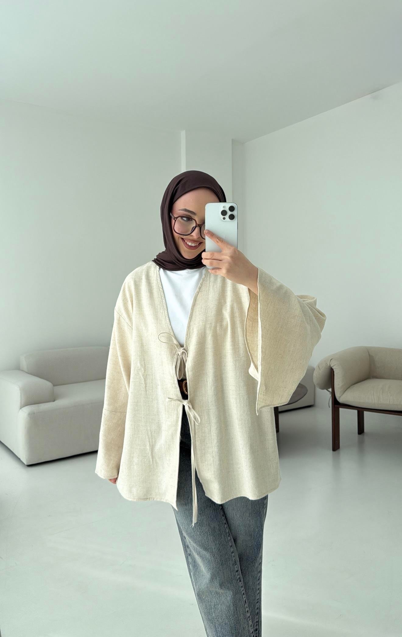 Kol Detay Kimono Natural
