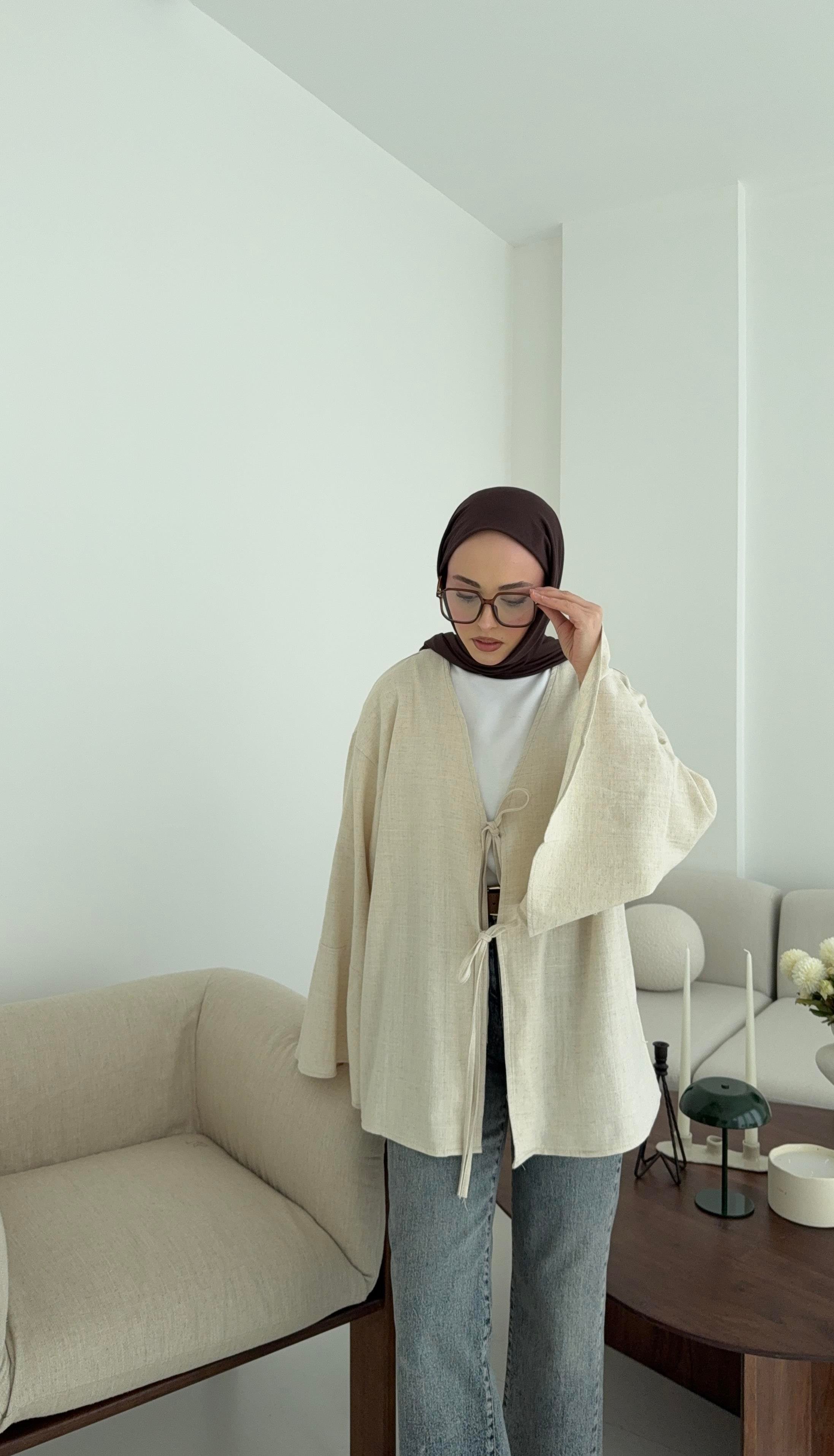 Kol Detay Kimono Natural