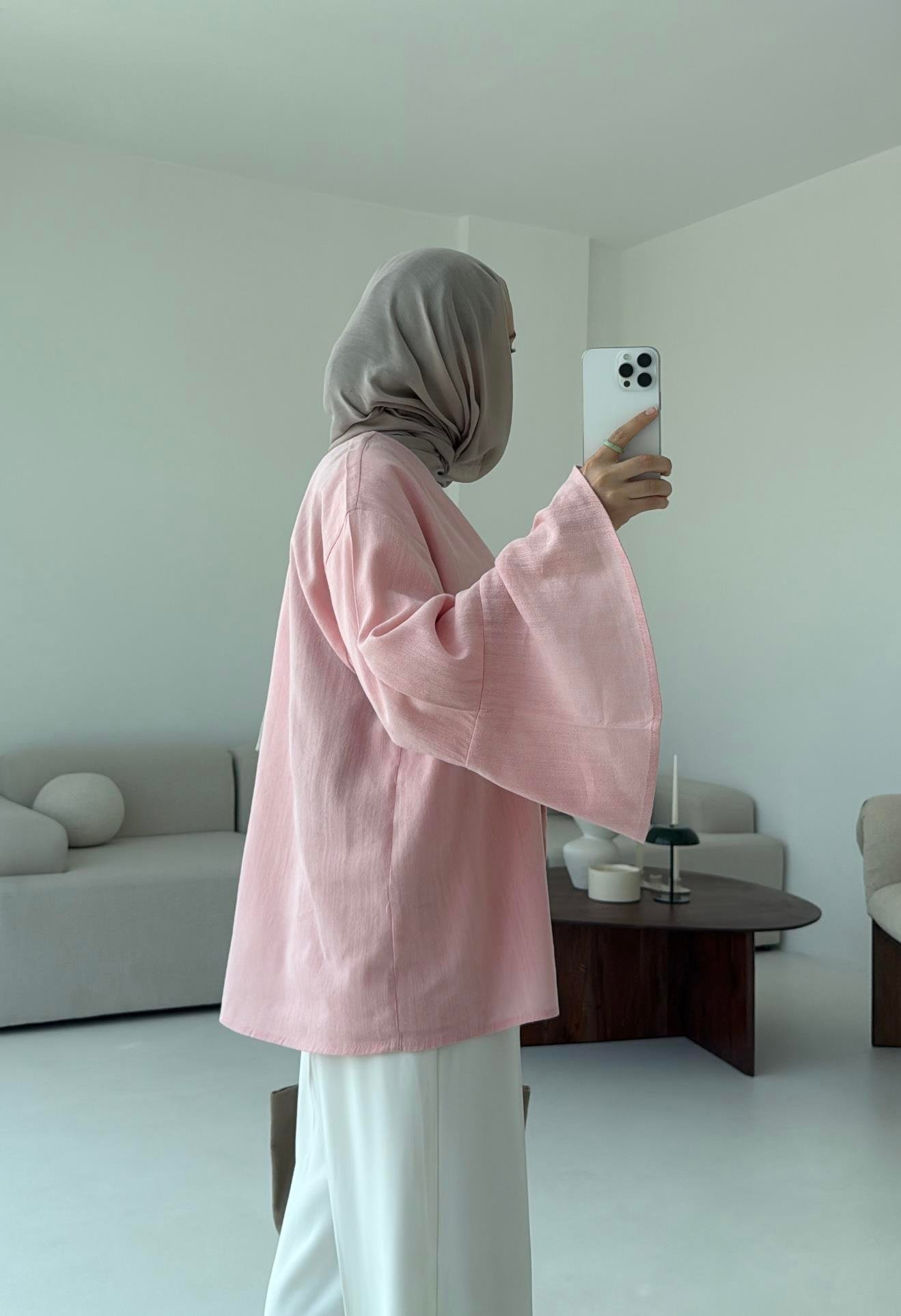Kol Detay Kimono Pembe
